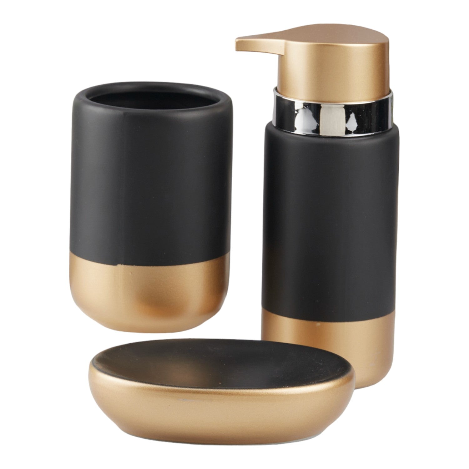 Ceramic Bathroom Set of 3 with Soap Dispenser (V-CBS-118-1)