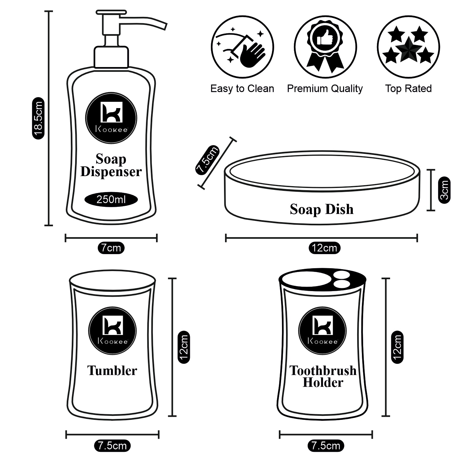 Kookee Ceramic Bathroom Sets, White, ART10436