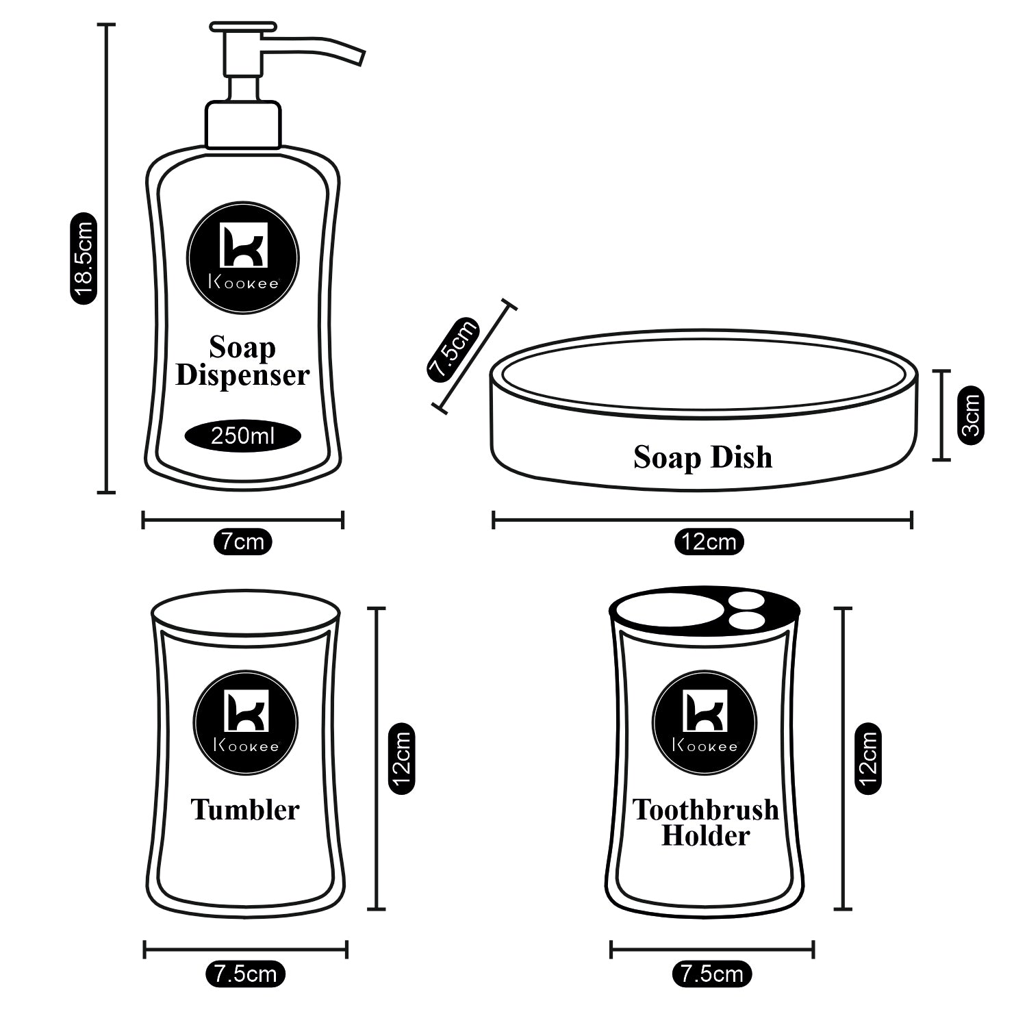 Kookee Ceramic Bathroom Sets, Brown, ART10437