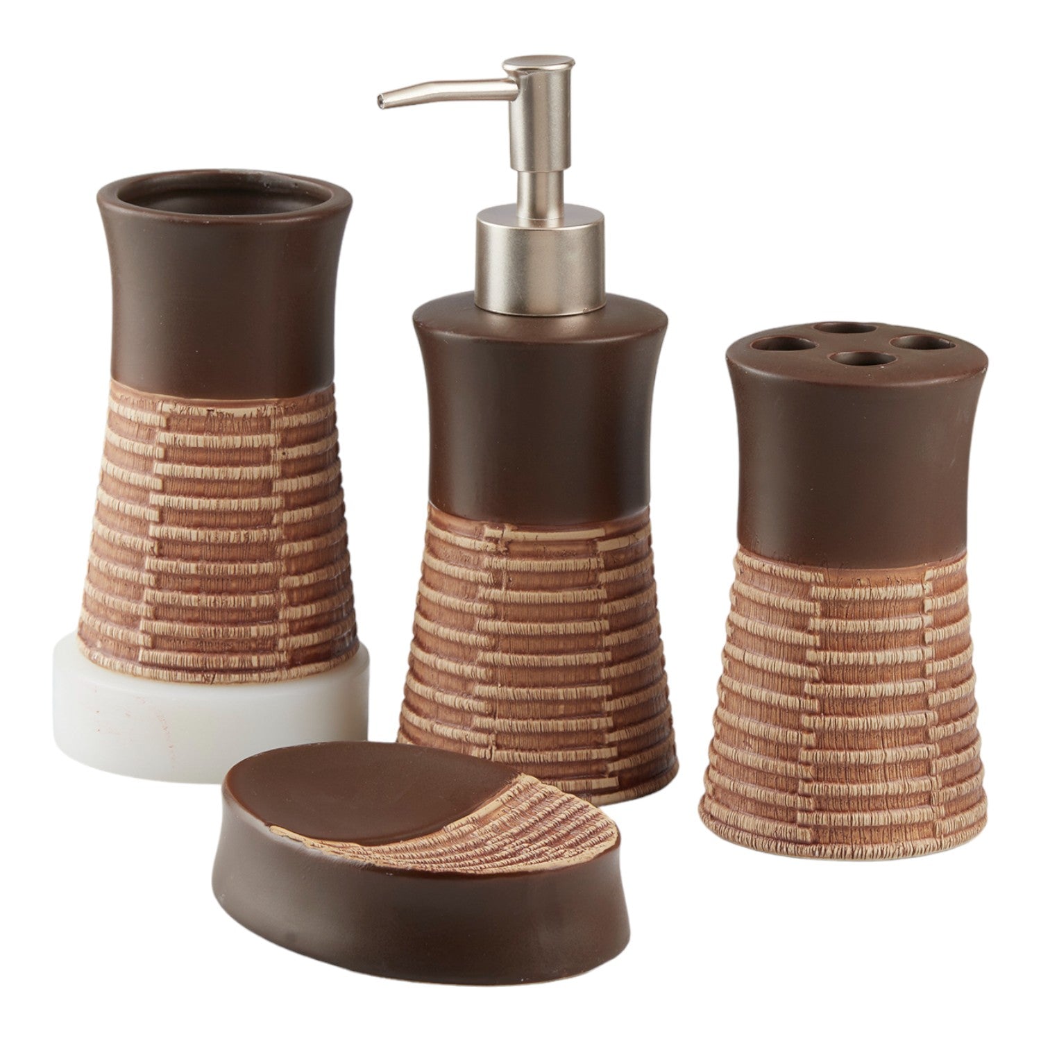 Kookee Ceramic Bathroom Sets, Brown, ART10437