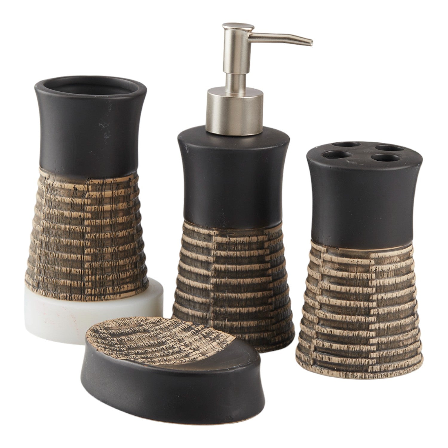 Kookee Ceramic Bathroom Sets, Black, ART10438
