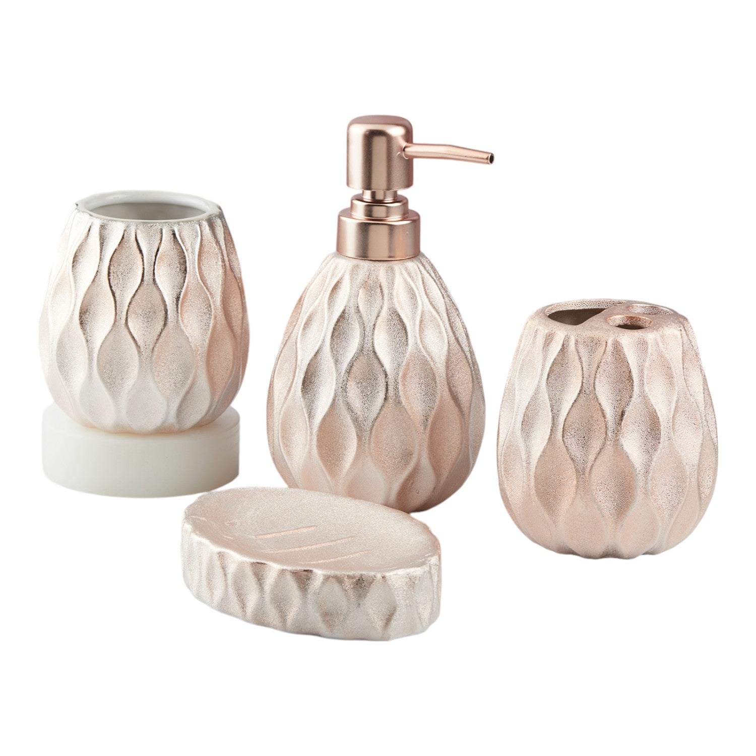 Ceramic Bathroom Set of 4 with Soap Dispenser (10439)