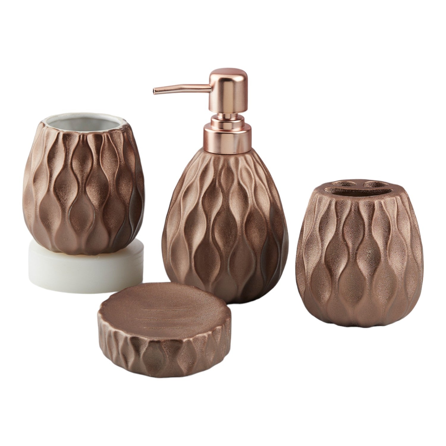 Kookee Ceramic Bathroom Sets, Brown, ART10441