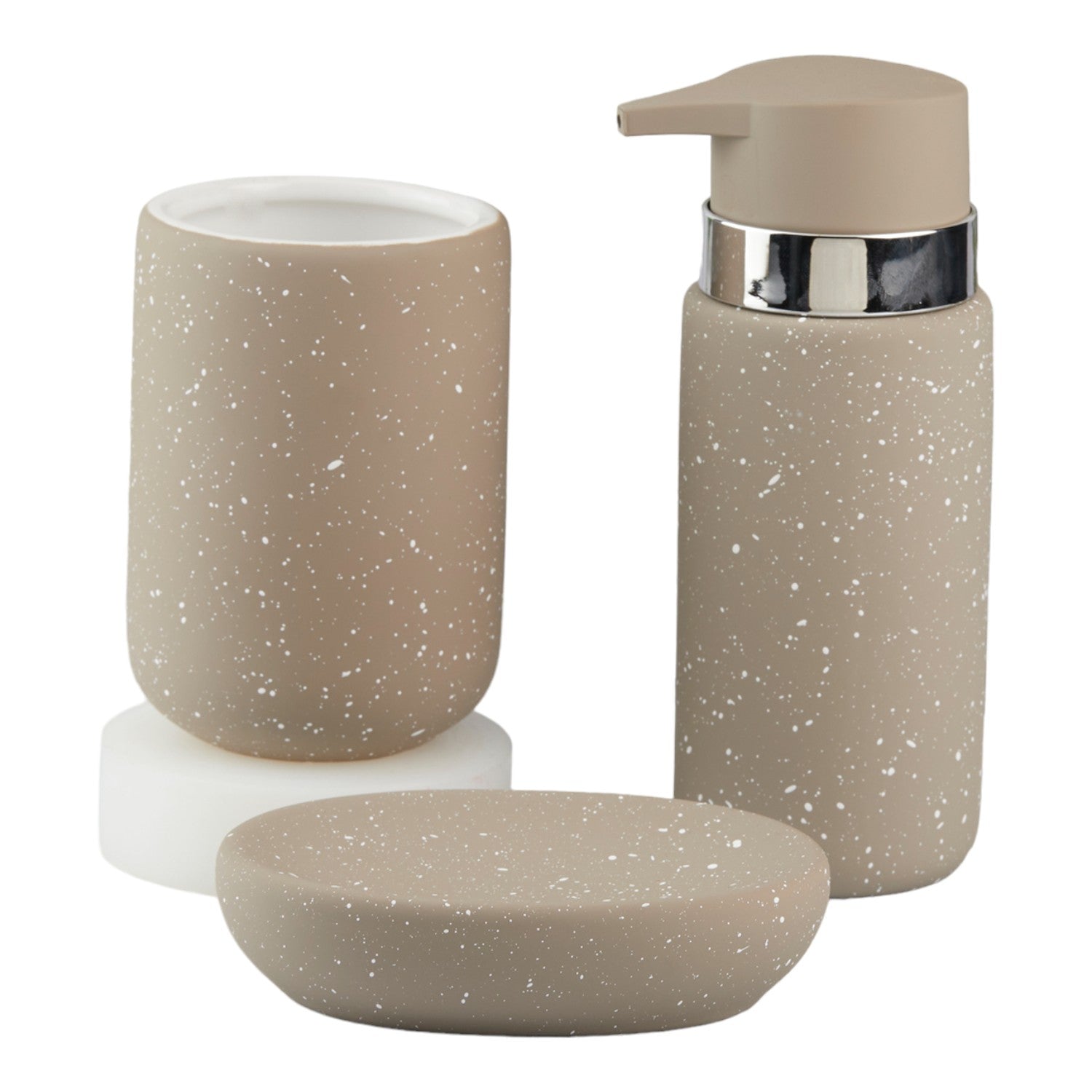 Ceramic Bathroom Set of 3 with Soap Dispenser (V-CBS-118-2)