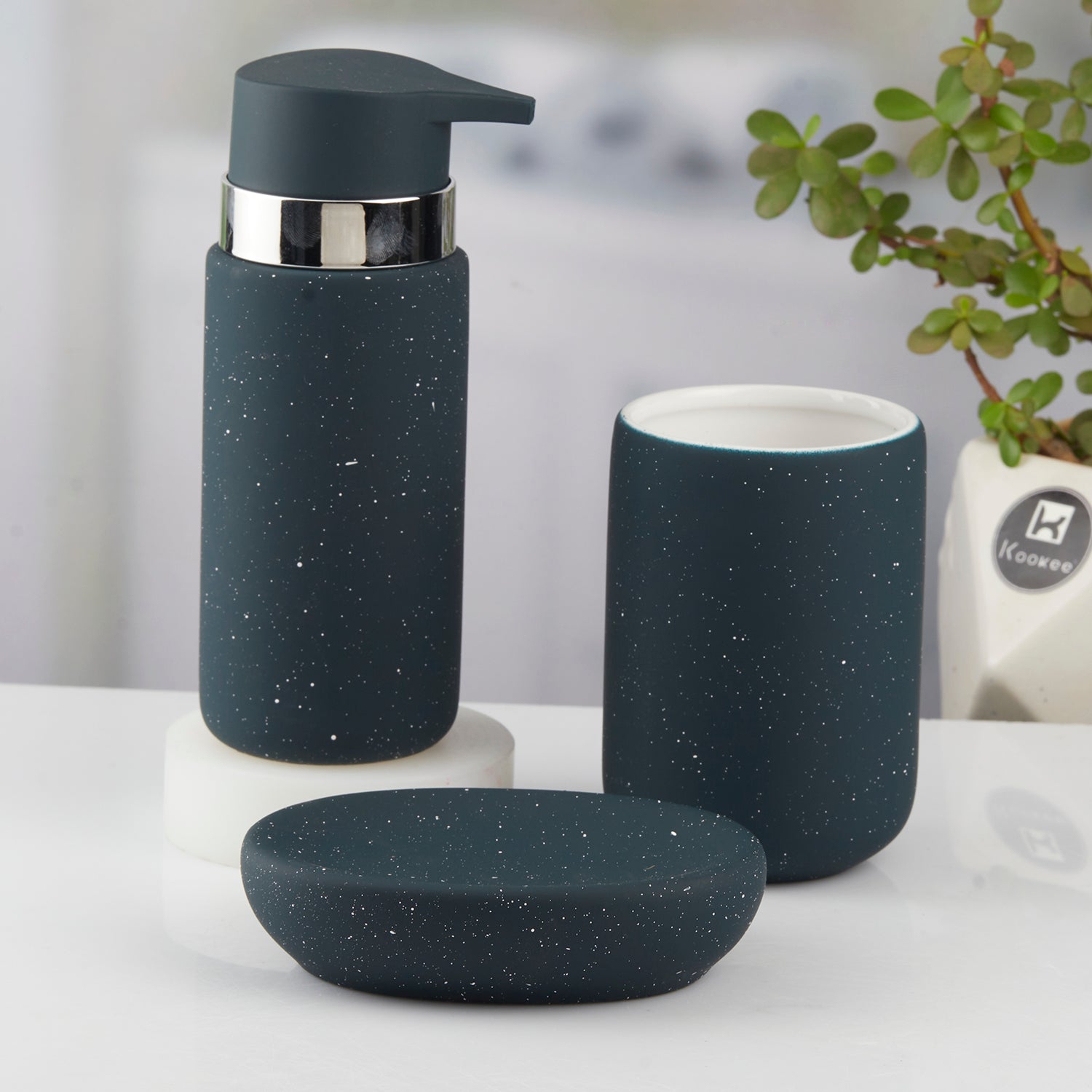 Ceramic Bathroom Set of 3 with Soap Dispenser (10442)