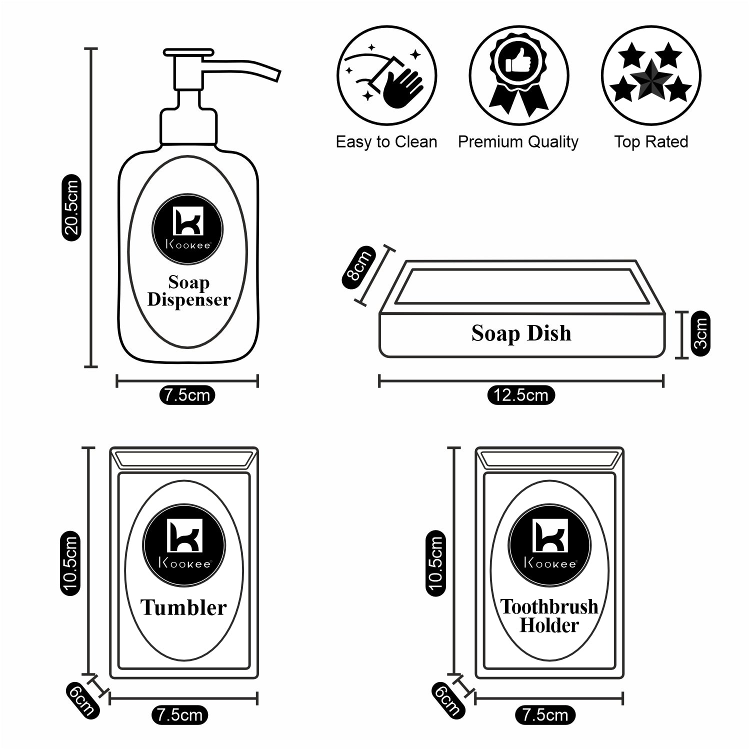 Ceramic Bathroom Accessories Set of 4 with Soap Dispenser (V-CBS-127)