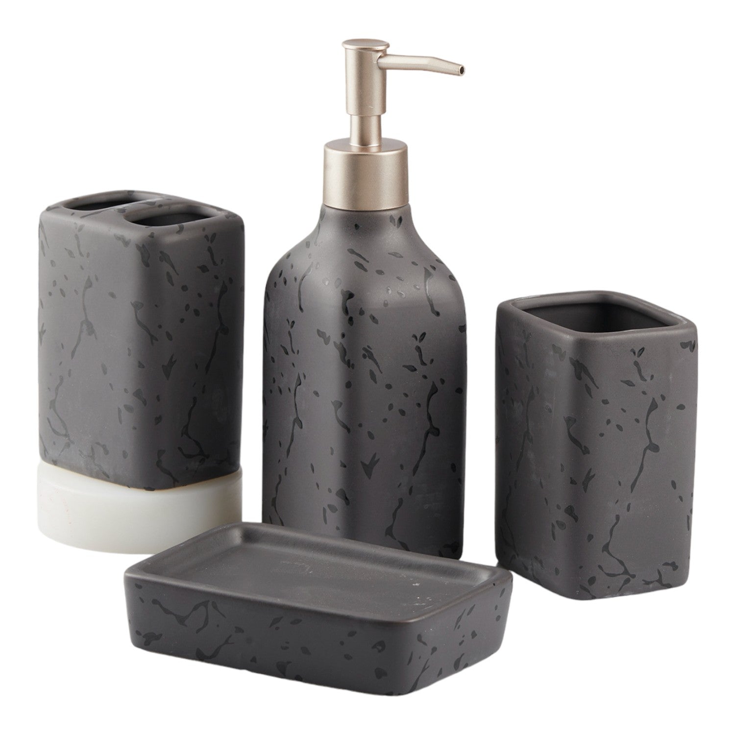 Ceramic Bathroom Accessories Set of 4 with Soap Dispenser (V-CBS-127)