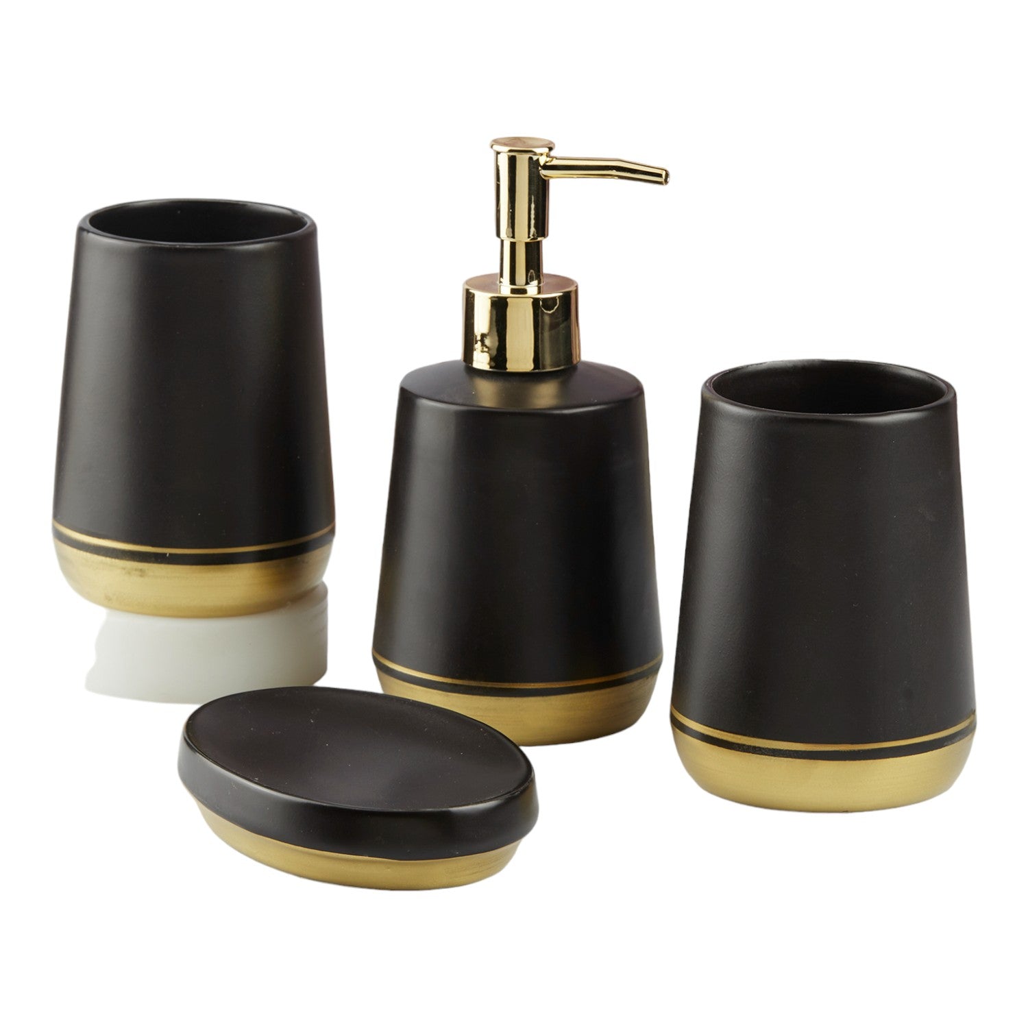 Ceramic Bathroom Set of 4 with Soap Dispenser (10447)