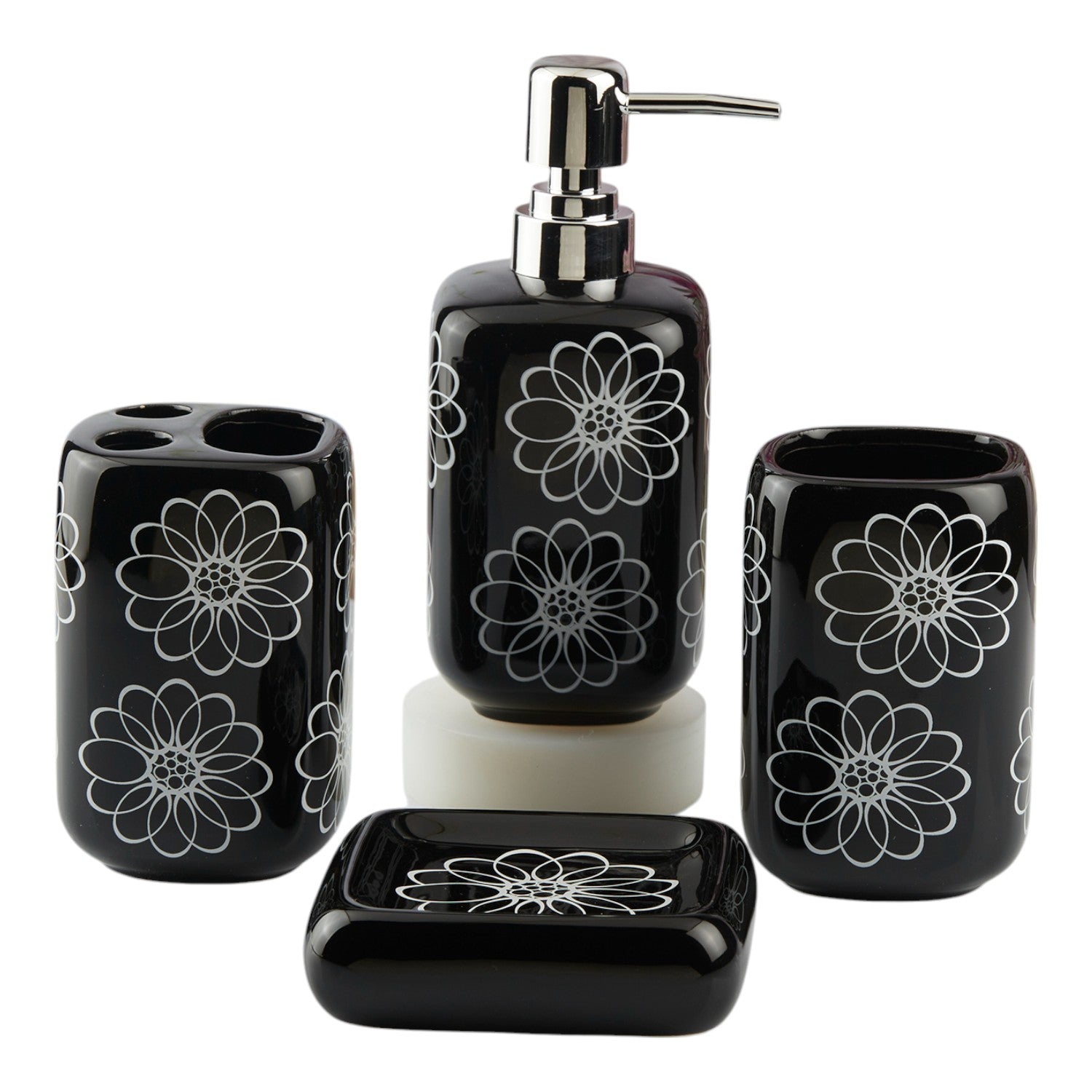 Kookee Ceramic Bathroom Sets, Black, ART10449