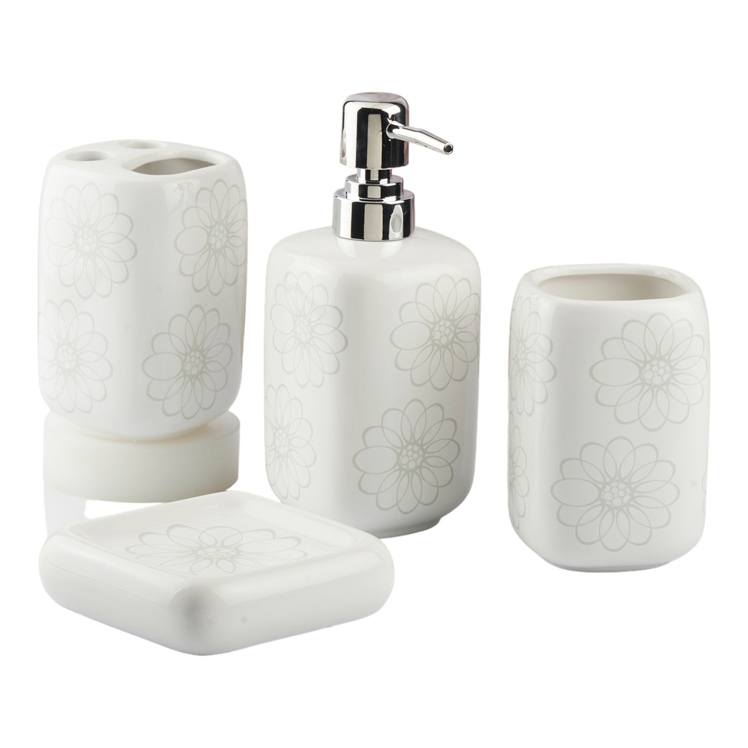 Kookee Ceramic Bathroom Sets, White, ART10450