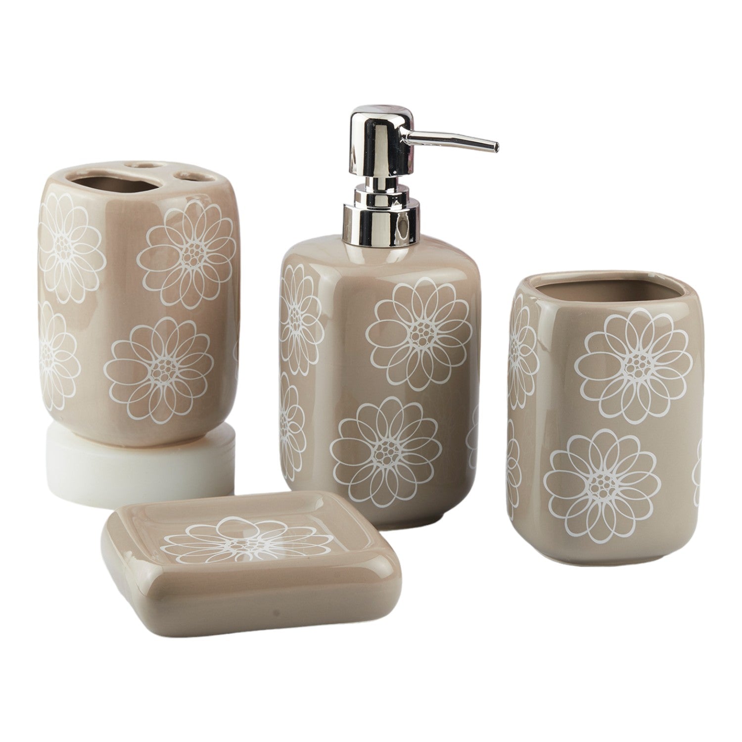 Kookee Ceramic Bathroom Sets, Beige, ART10452