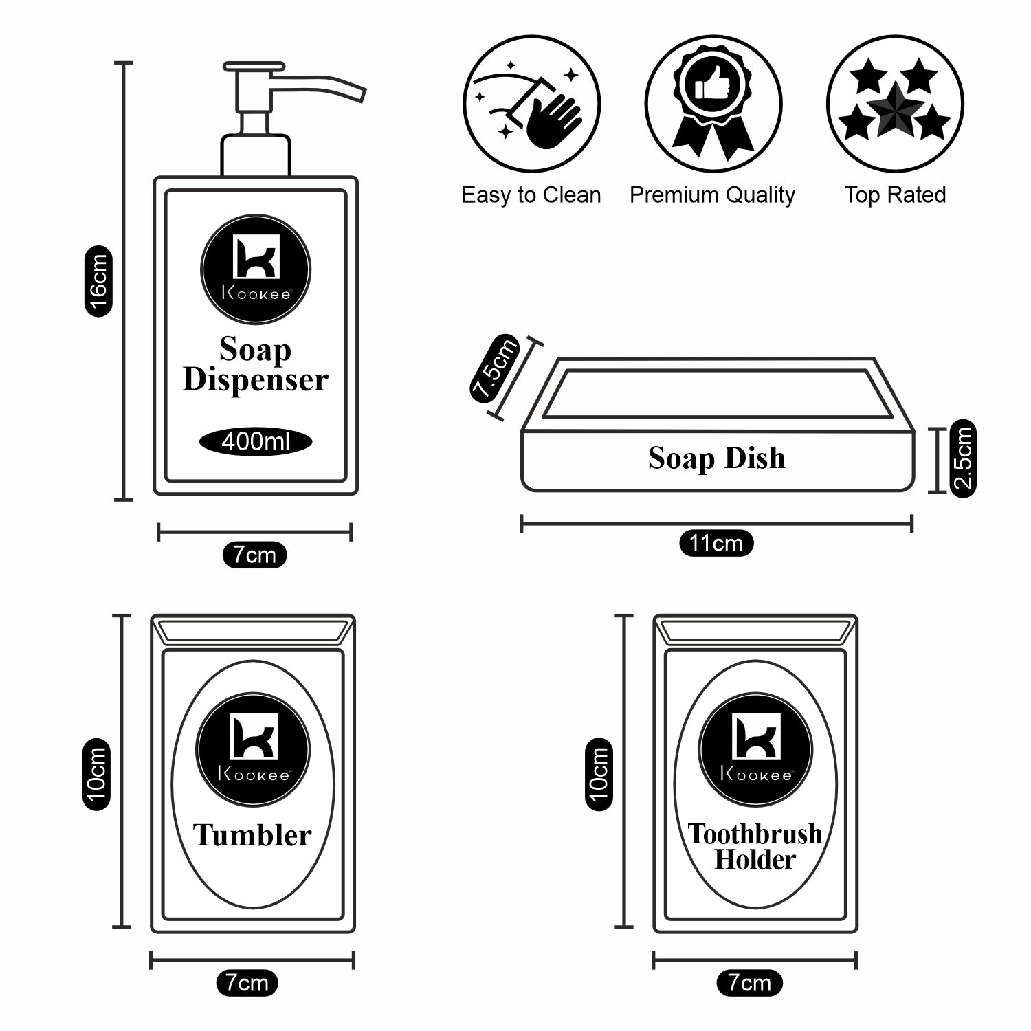 Ceramic Bathroom Set of 4 with Soap Dispenser (V-CBS-006-4)