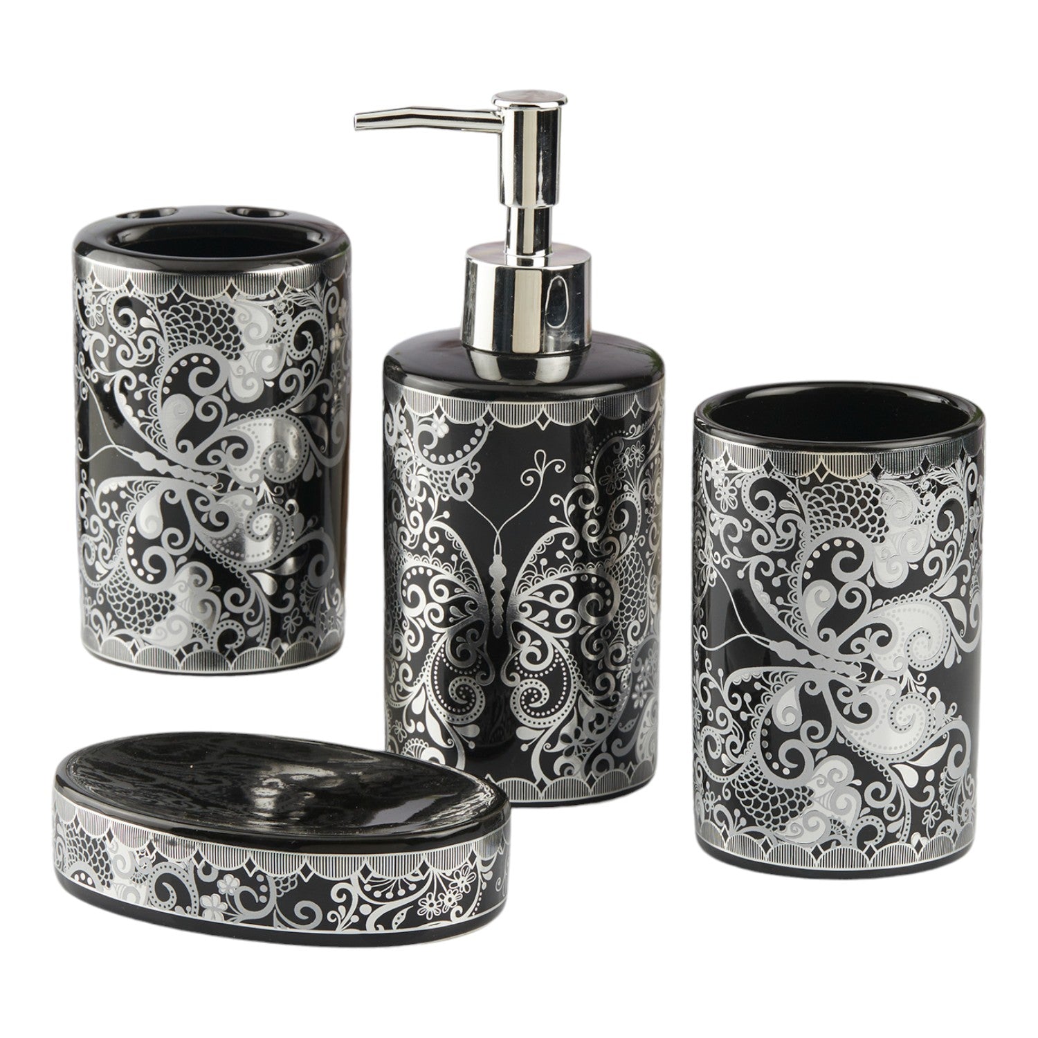 Kookee Ceramic Bathroom Sets, Black, ART10461