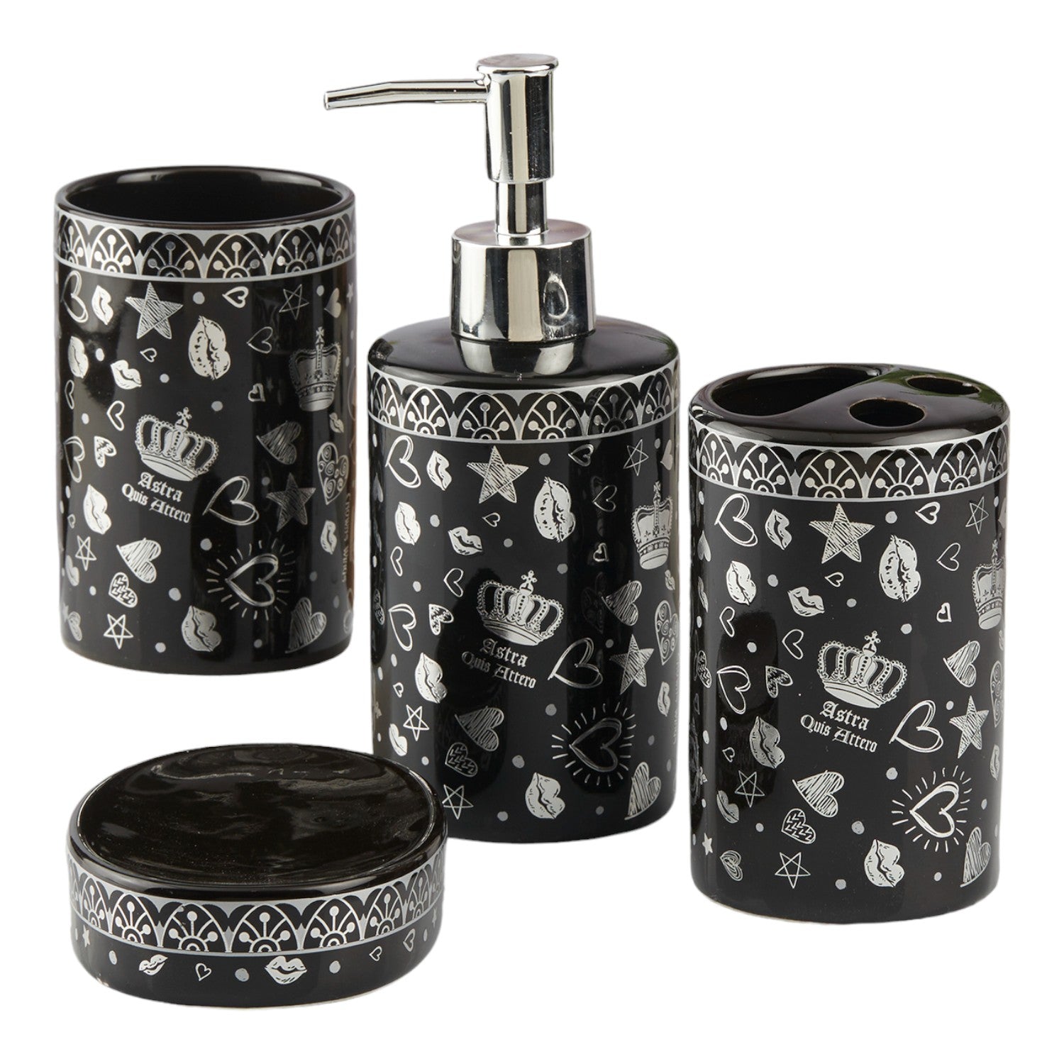 Kookee Ceramic Bathroom Sets, Black, ART10463
