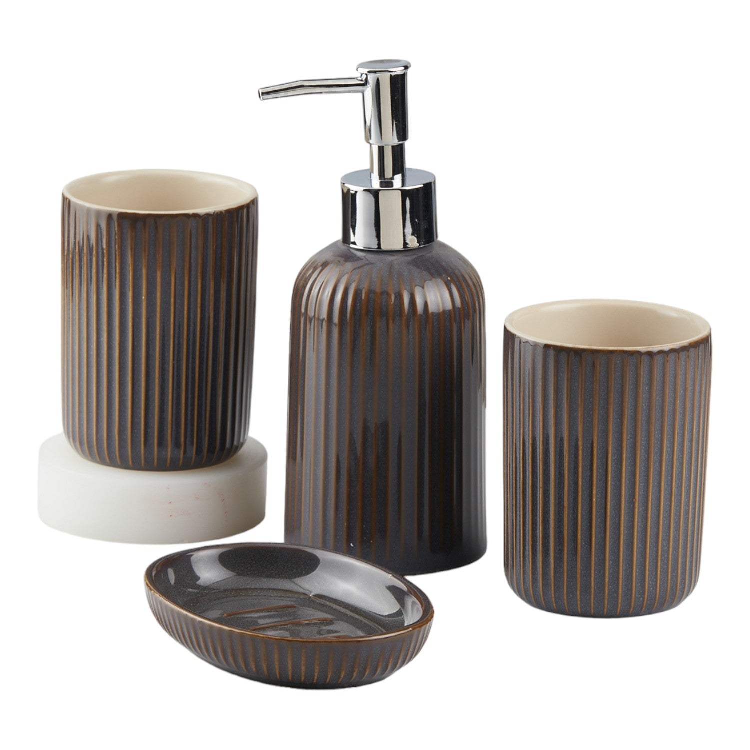 Kookee Ceramic Bathroom Sets, Brown, ART10464