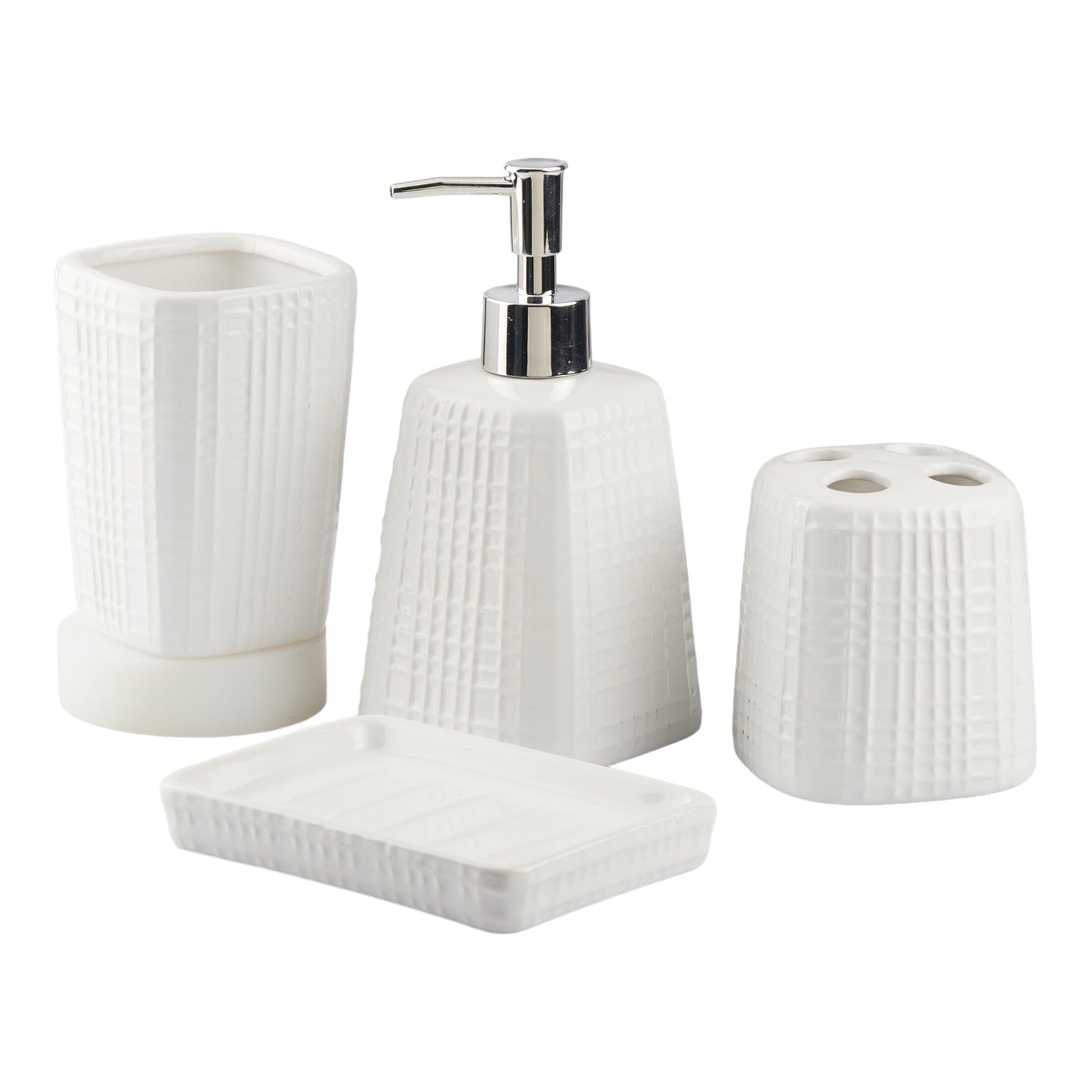 Ceramic Bathroom Set of 4 with Soap Dispenser (10466)