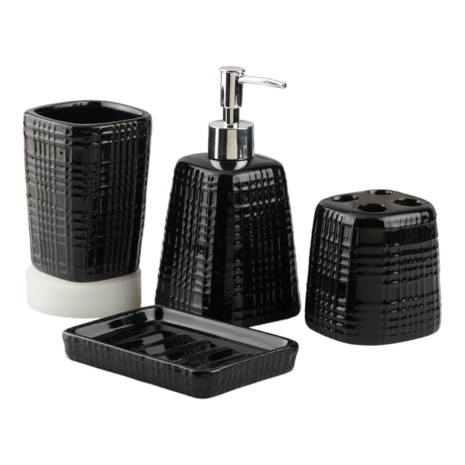 Ceramic Bathroom Set of 4 with Soap Dispenser (10467)