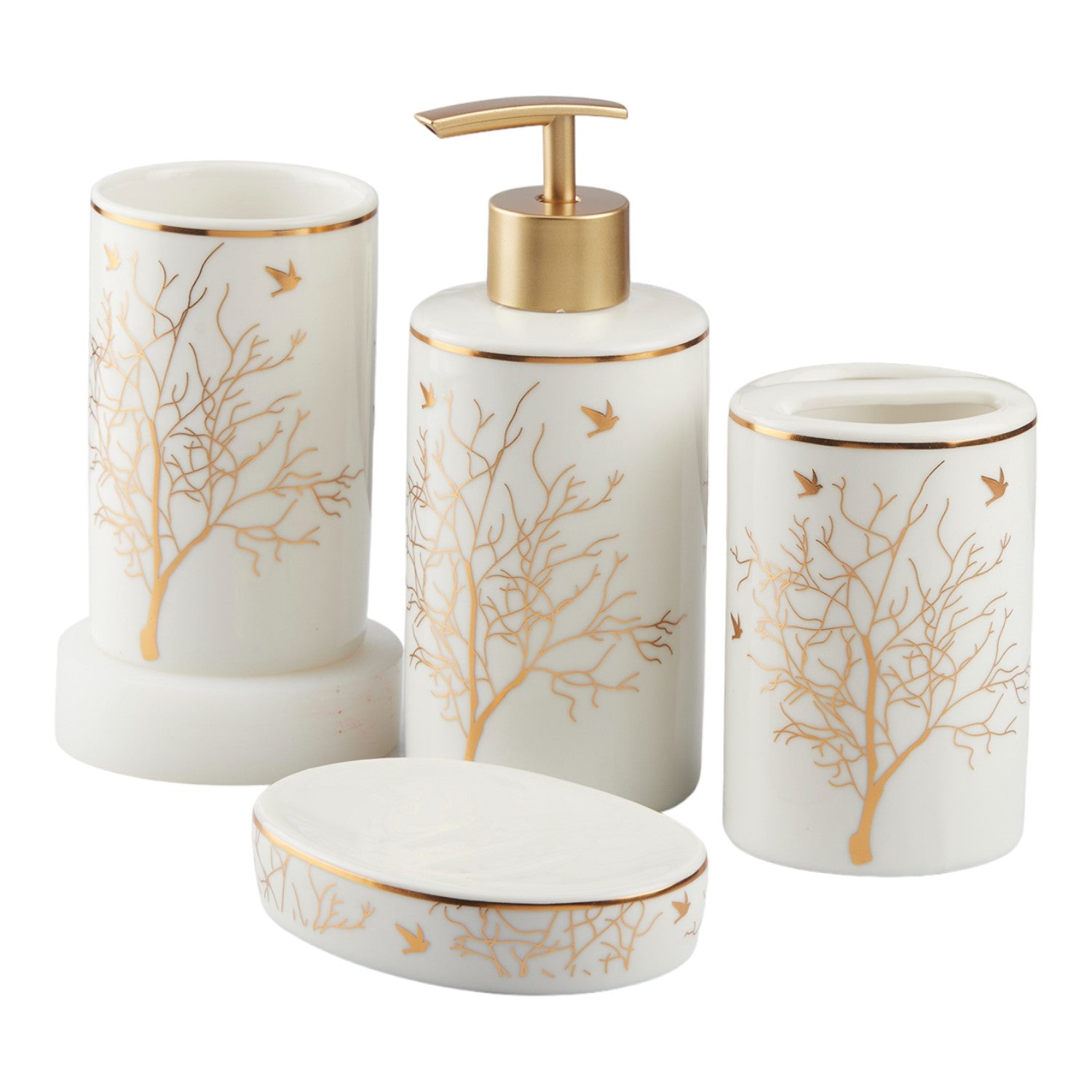 Kookee Ceramic Bathroom Sets, White, ART10474