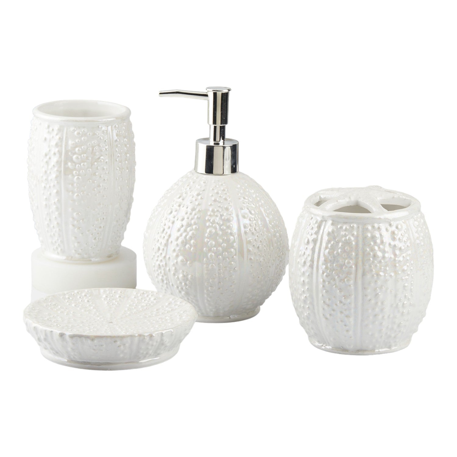 Ceramic Bathroom Set of 4 with Soap Dispenser (10478)