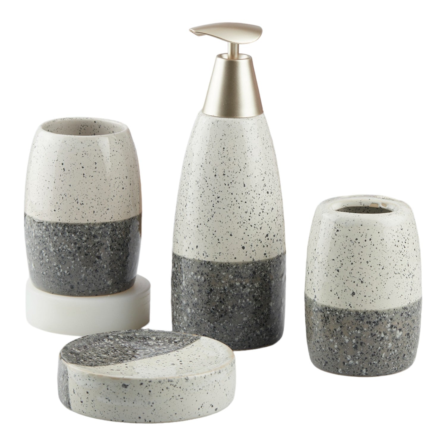 Kookee Ceramic Bathroom Sets, Grey, ART10480