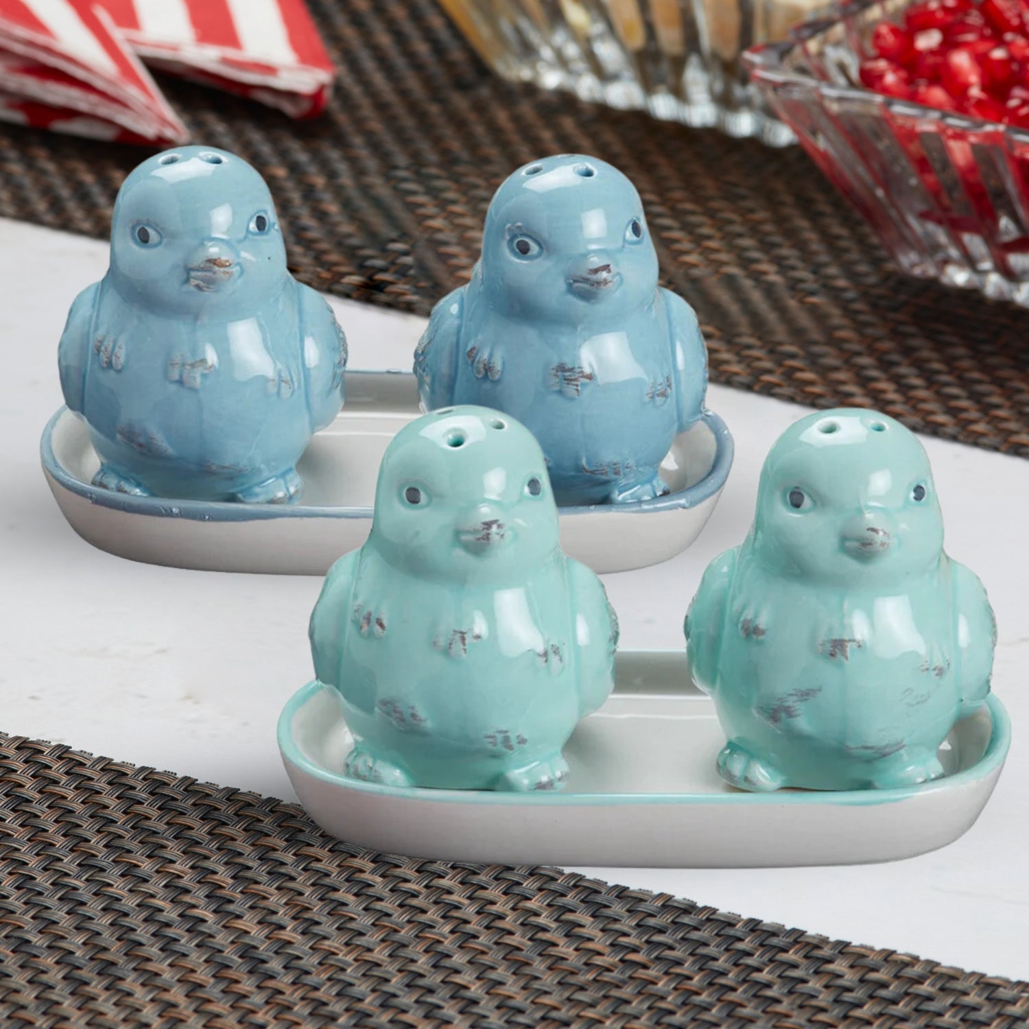 Ceramic Salt Pepper Container Set with tray (9975)