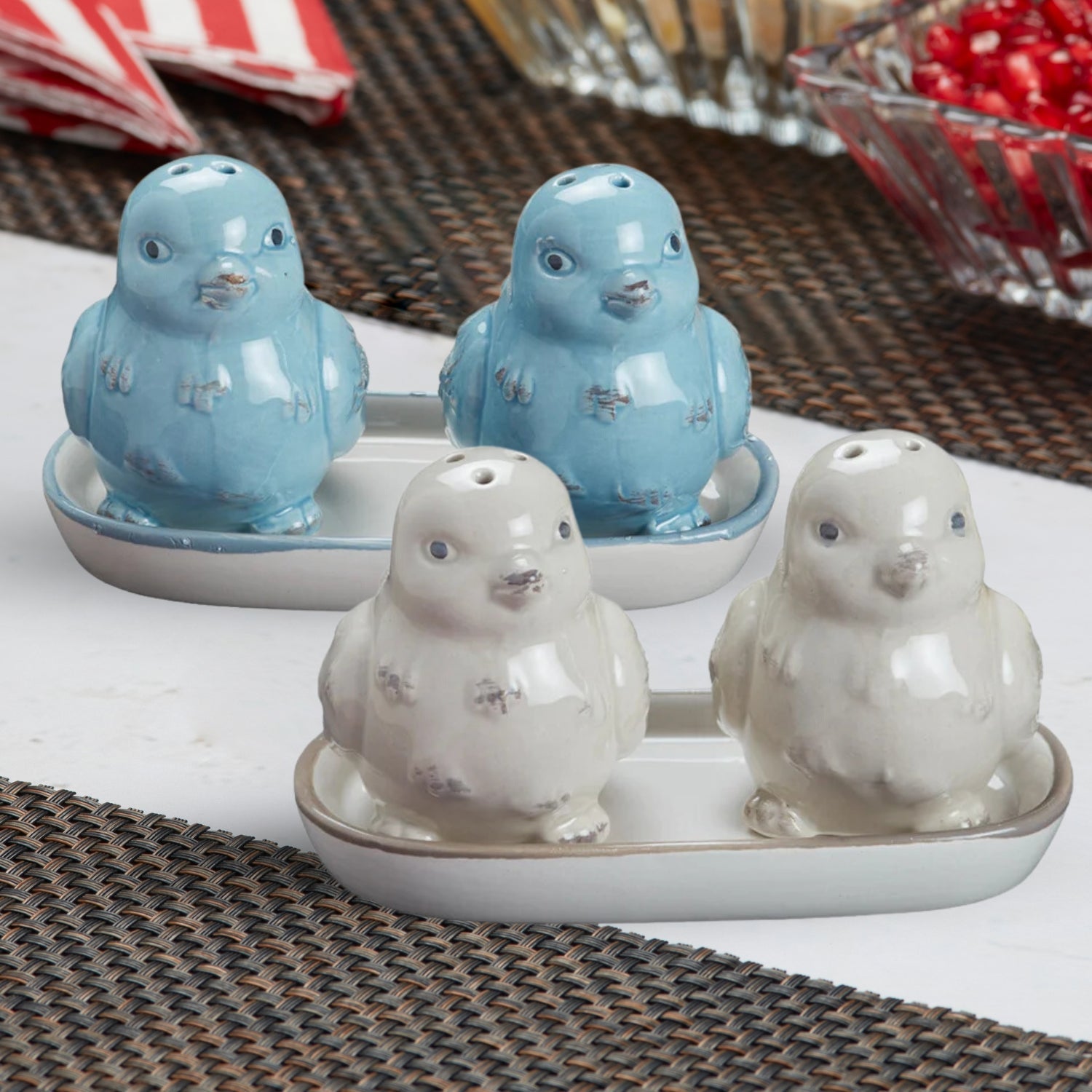 Ceramic Salt Pepper Container Set with tray (9975)