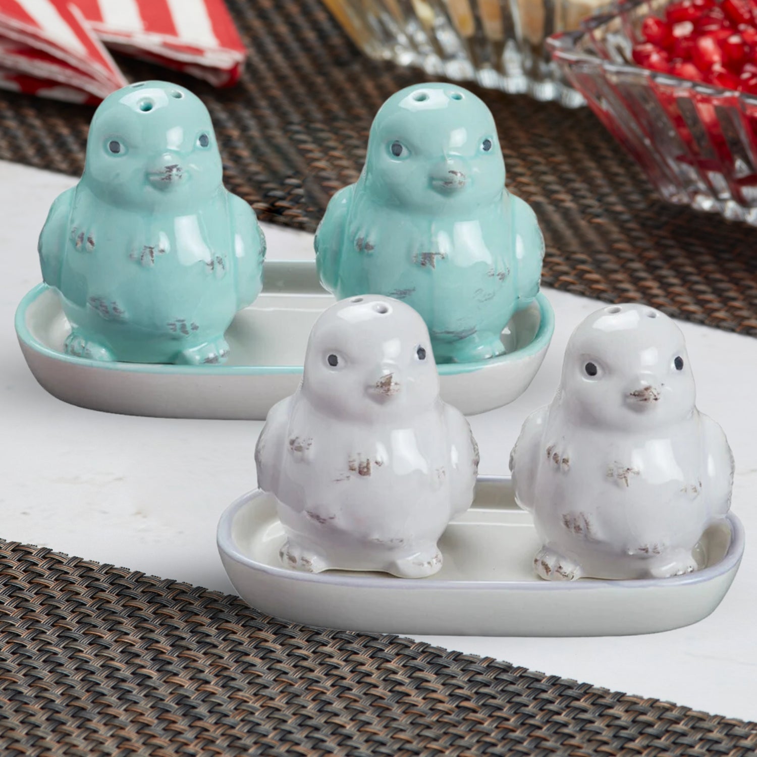 Ceramic Salt Pepper Container Set with tray (9975)