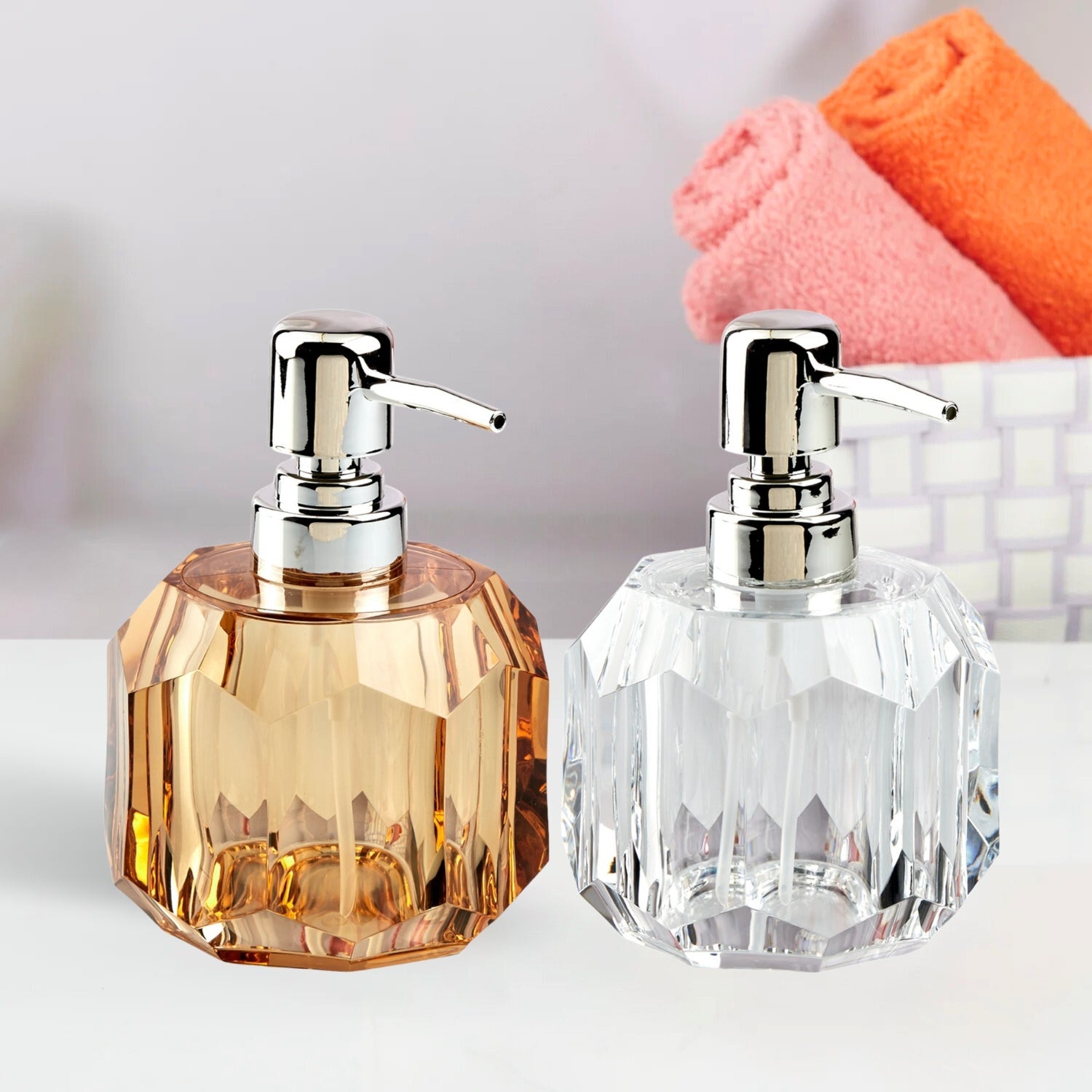 Acrylic Soap Dispenser for Bathroom handwash, Set of 2 (10556)