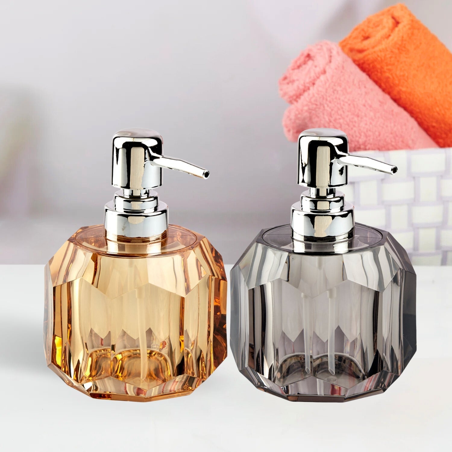 Acrylic Soap Dispenser for Bathroom handwash, Set of 2 (10557)
