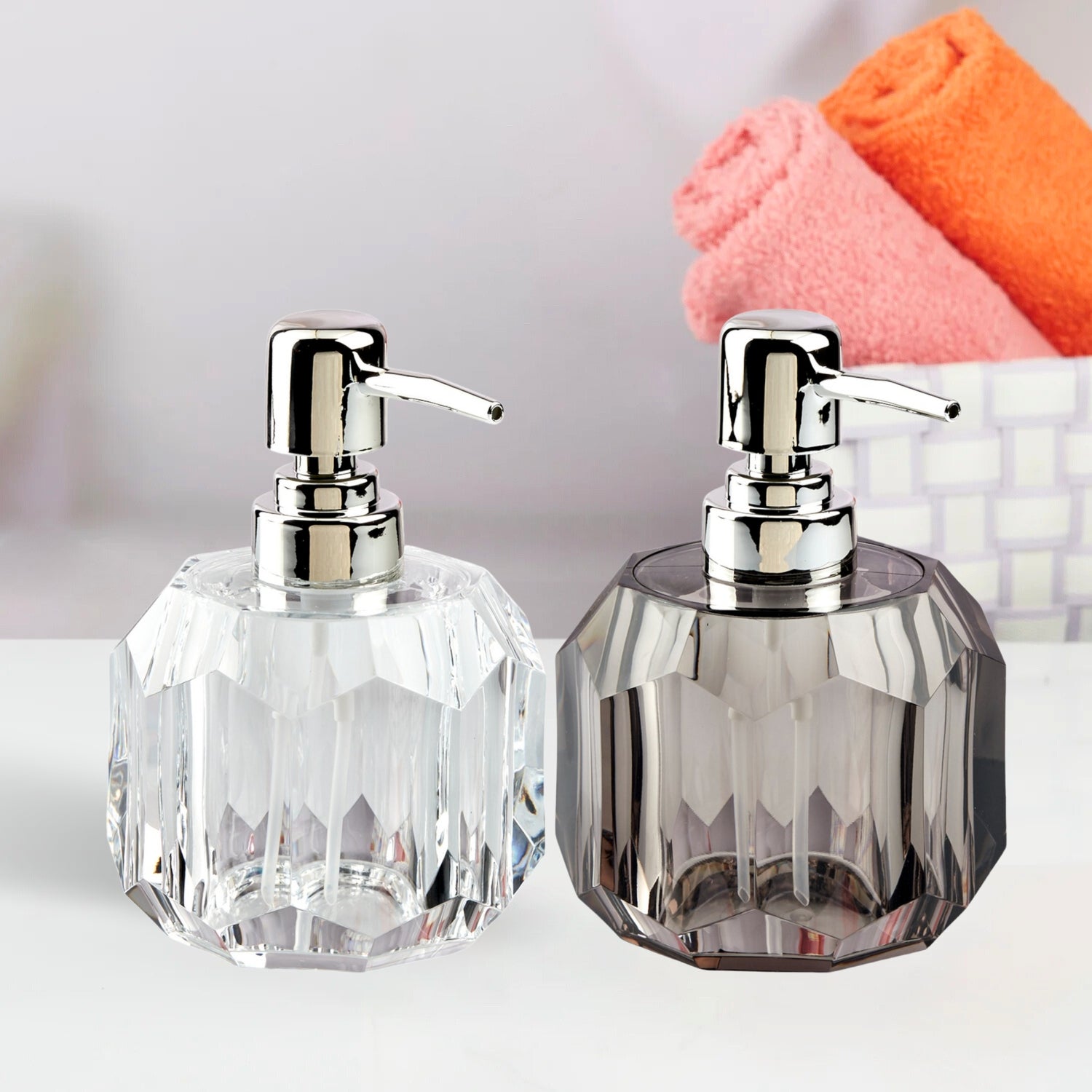 Acrylic Soap Dispenser for Bathroom handwash, Set of 2 (10558)