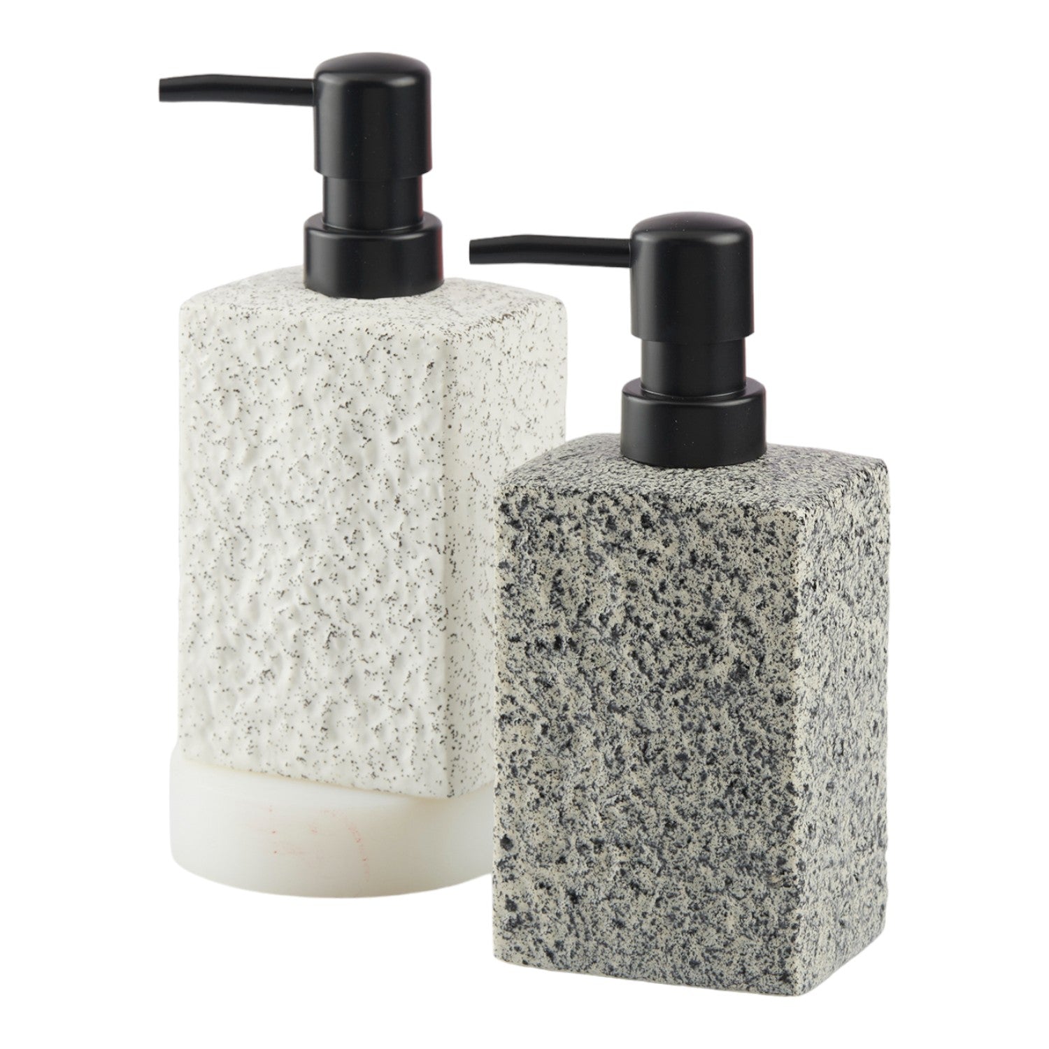 Ceramic Soap Dispenser for handwash for Bathroom, White/Grey, (Set of 2) (10563)
