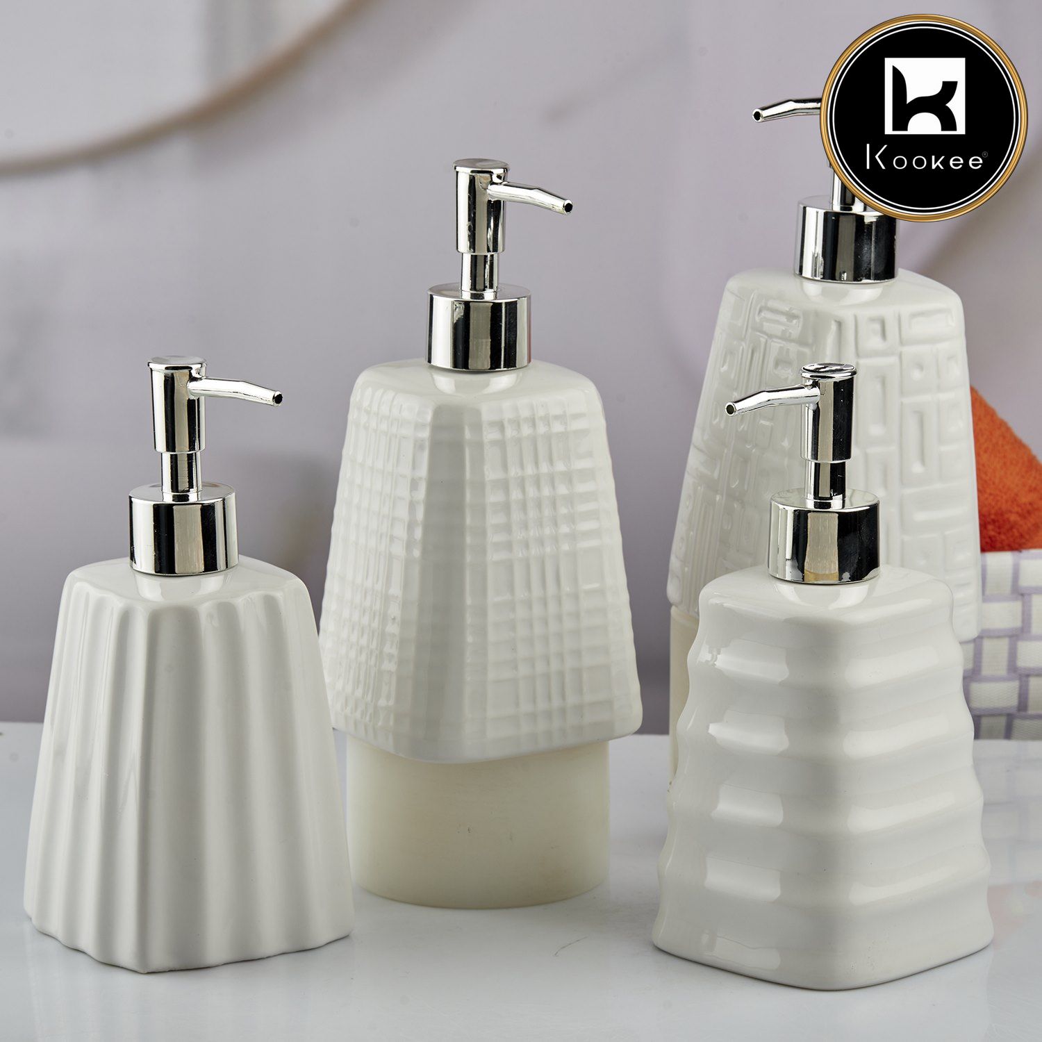 Kookee Ceramic Soap Dispensers, White, ART10593