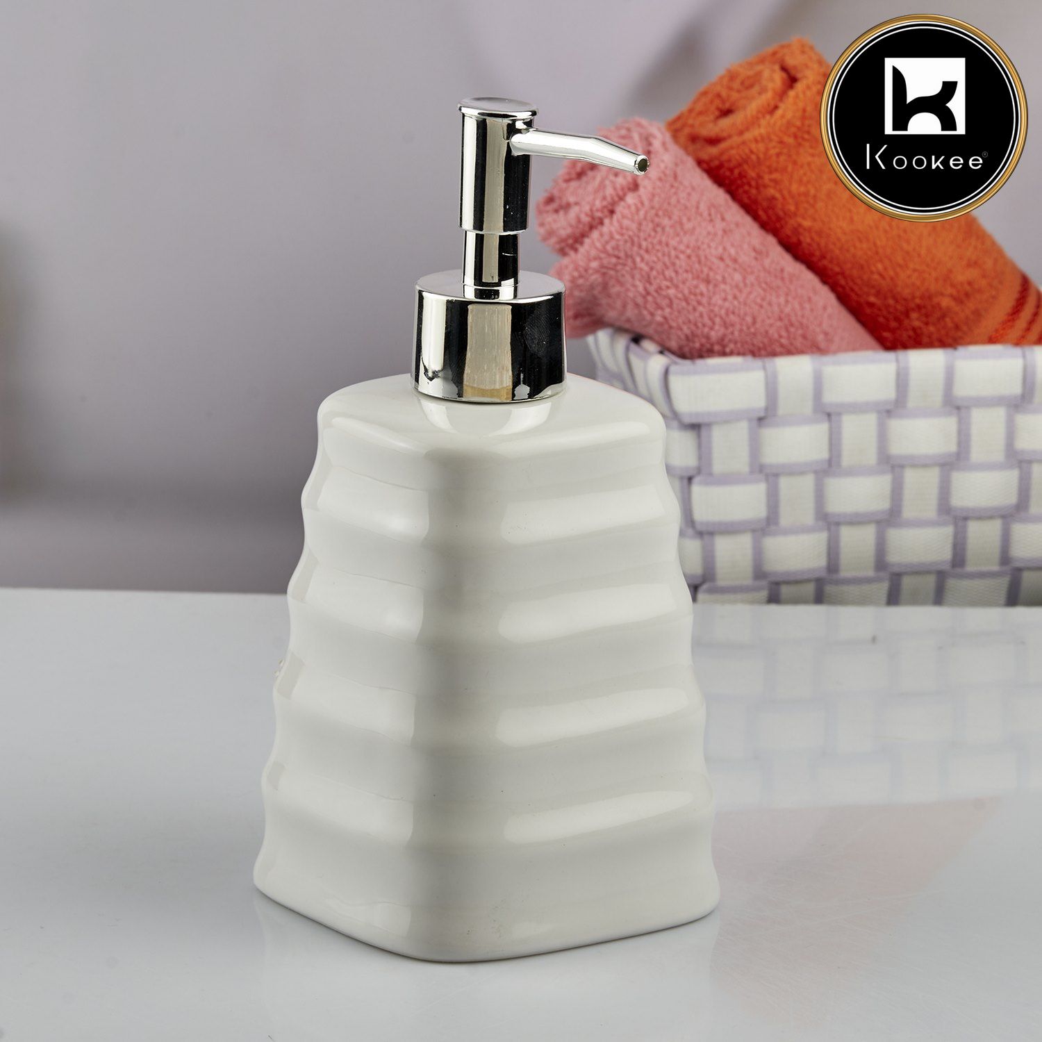 Kookee Ceramic Soap Dispensers, White, ART10595