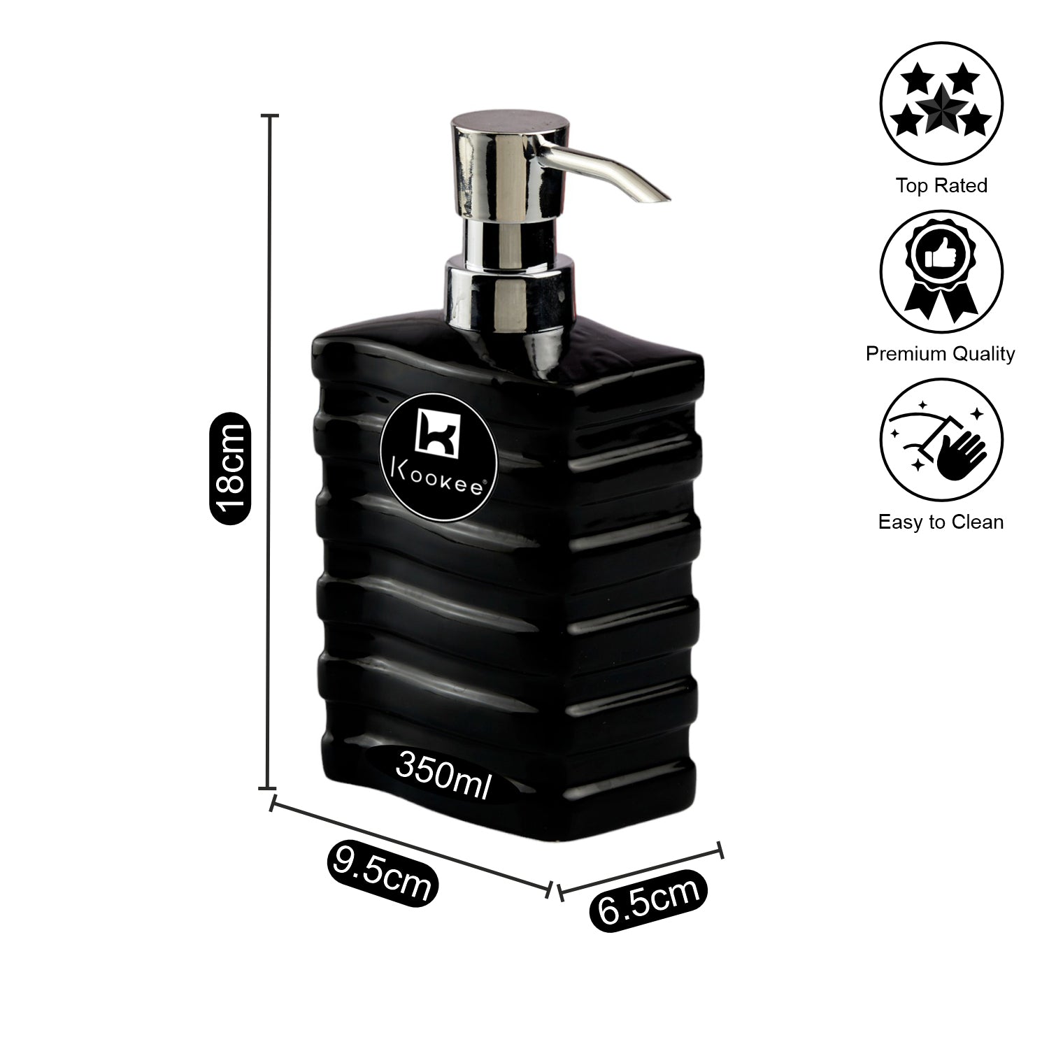 Kookee Ceramic Soap Dispensers, Black, ART10612