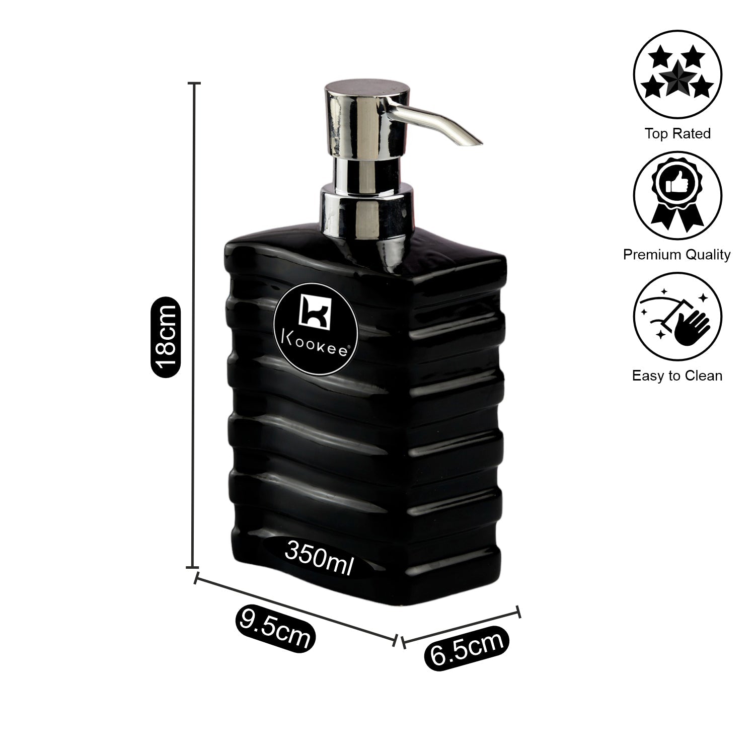 Ceramic Soap Dispenser for handwash for Bathroom, Black (V-CSD-029)