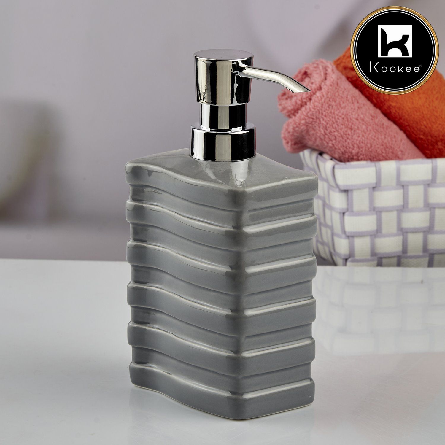Kookee Ceramic Soap Dispensers, Grey, ART10613