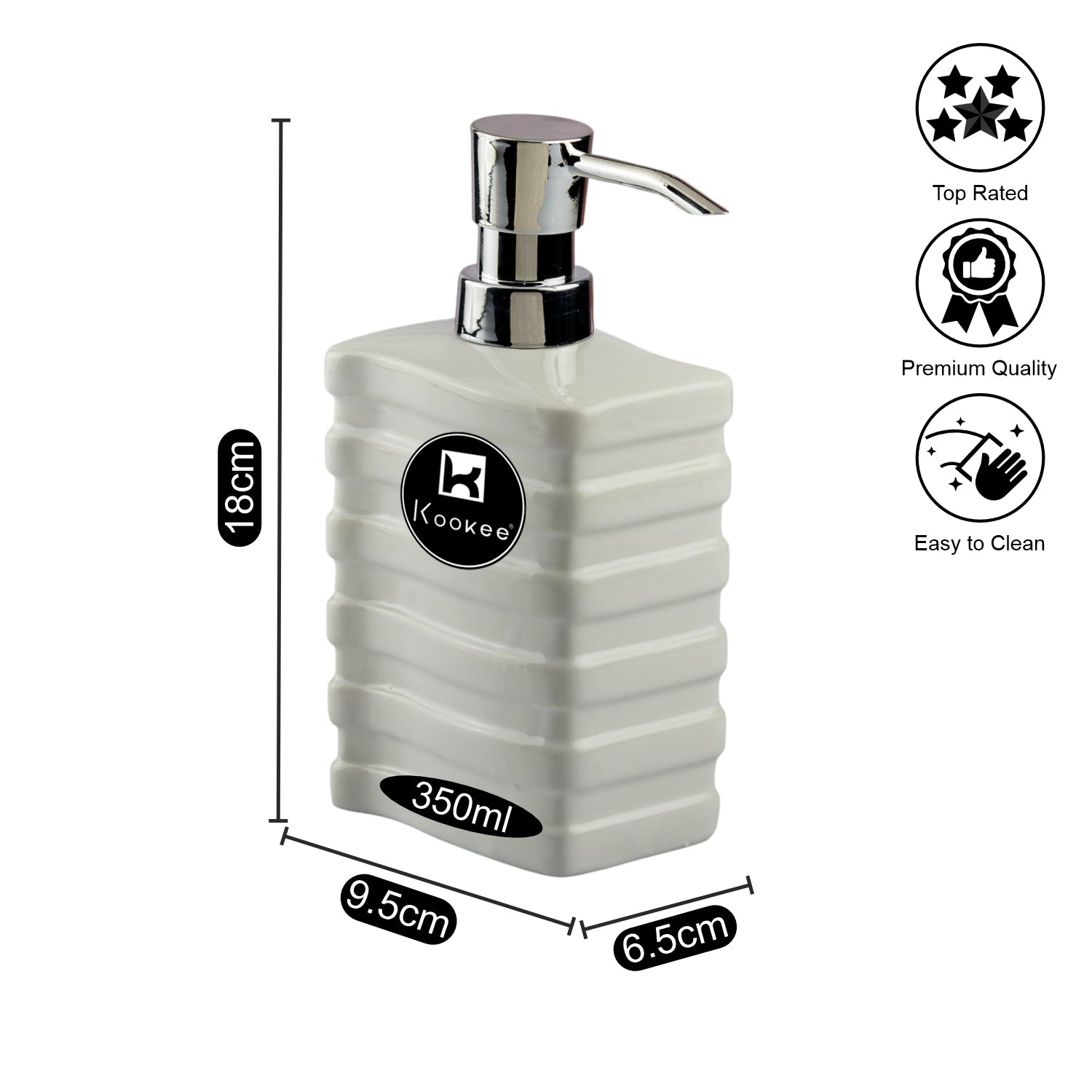 Kookee Ceramic Soap Dispensers, White, ART10614