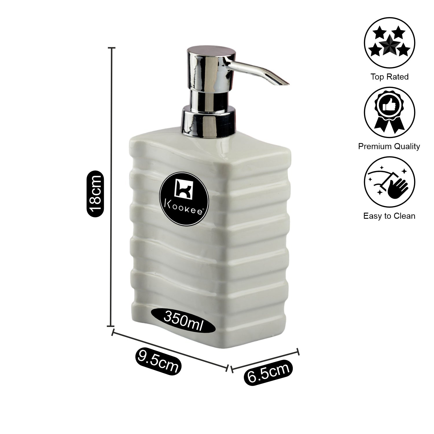 Ceramic Soap Dispenser for handwash for Bathroom, White/Grey/Black, (Set of 3) (10540)