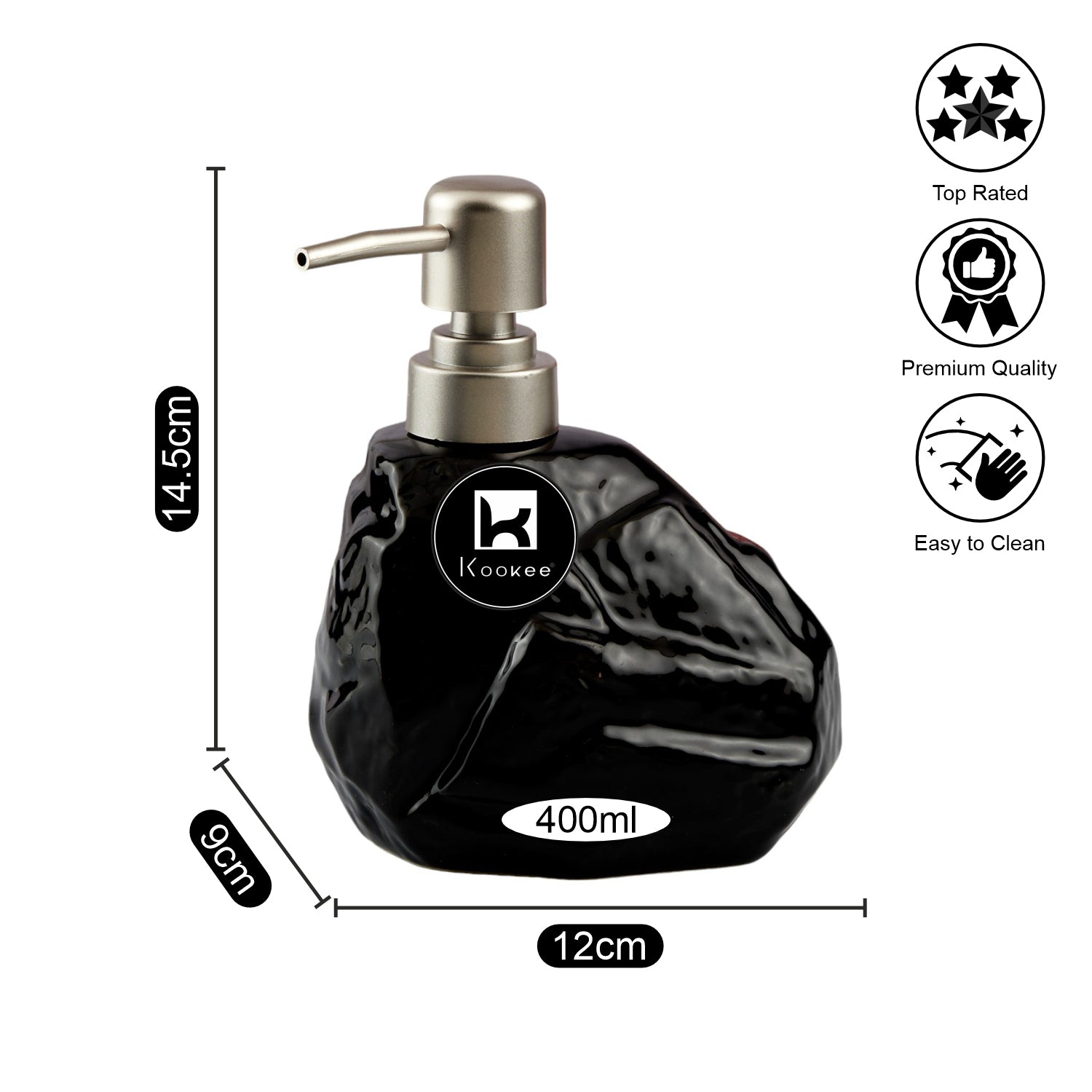 Ceramic Soap Dispenser for handwash for Bathroom, Black, (Set of 1) (10617)