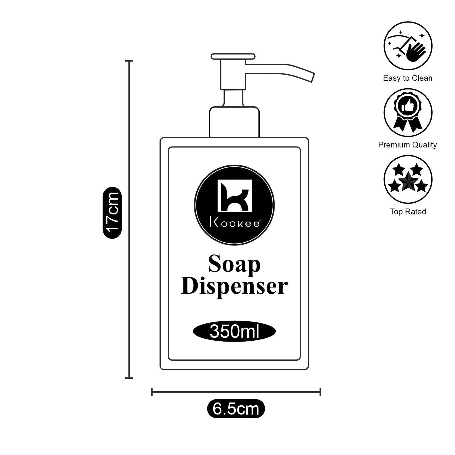 Kookee Ceramic Soap Dispensers, Black, ART10619