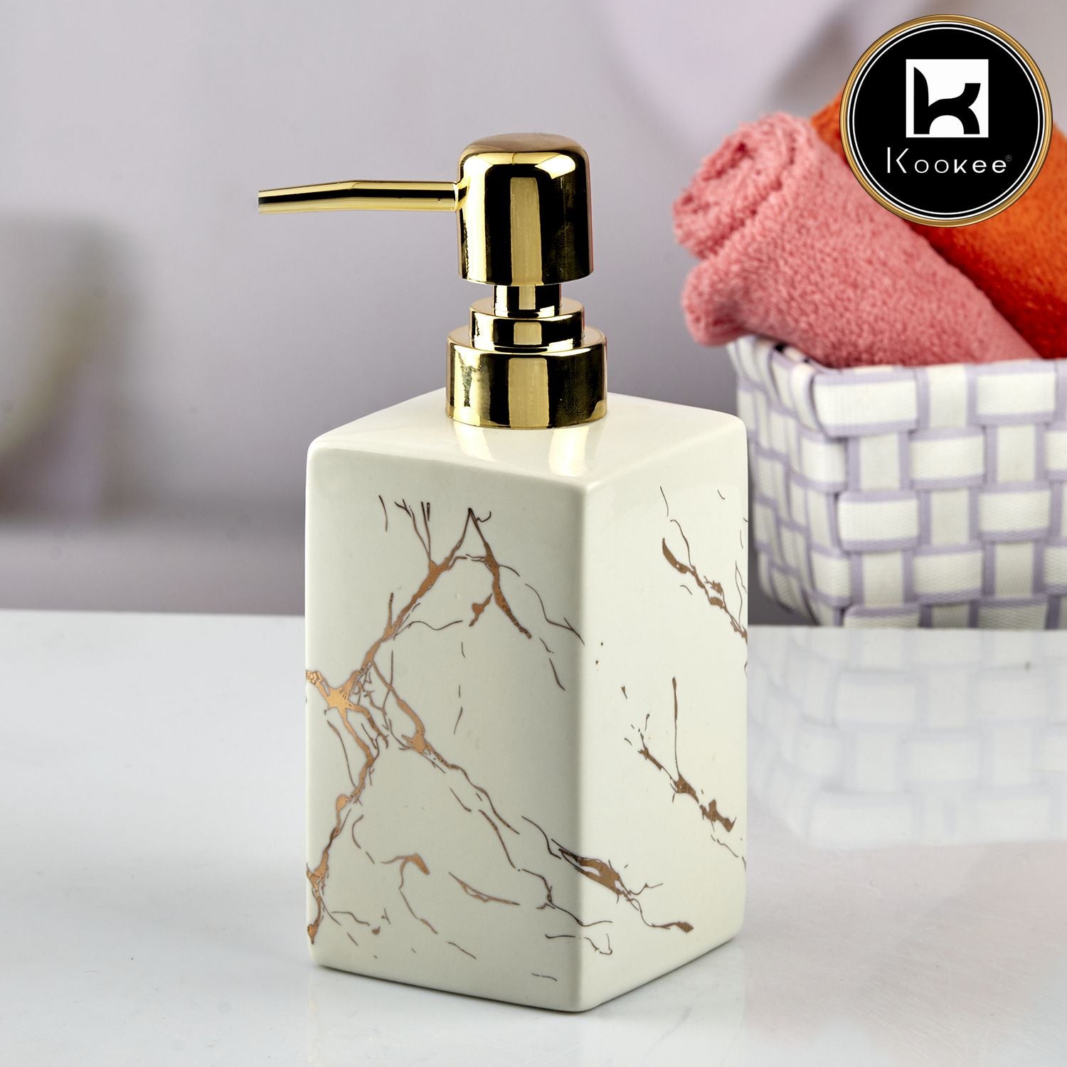 Kookee Ceramic Soap Dispensers, White, ART10620