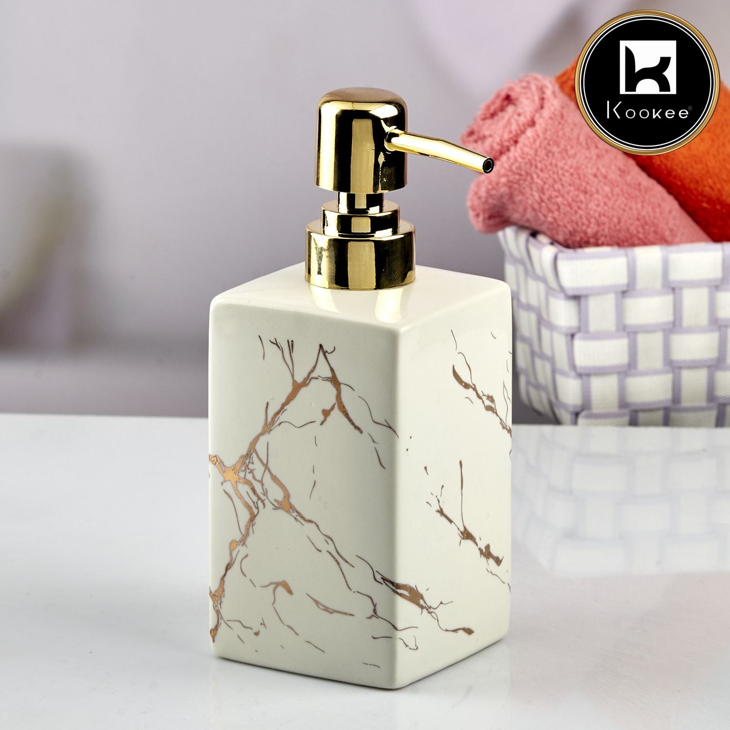 Kookee Ceramic Soap Dispensers, White, ART10620