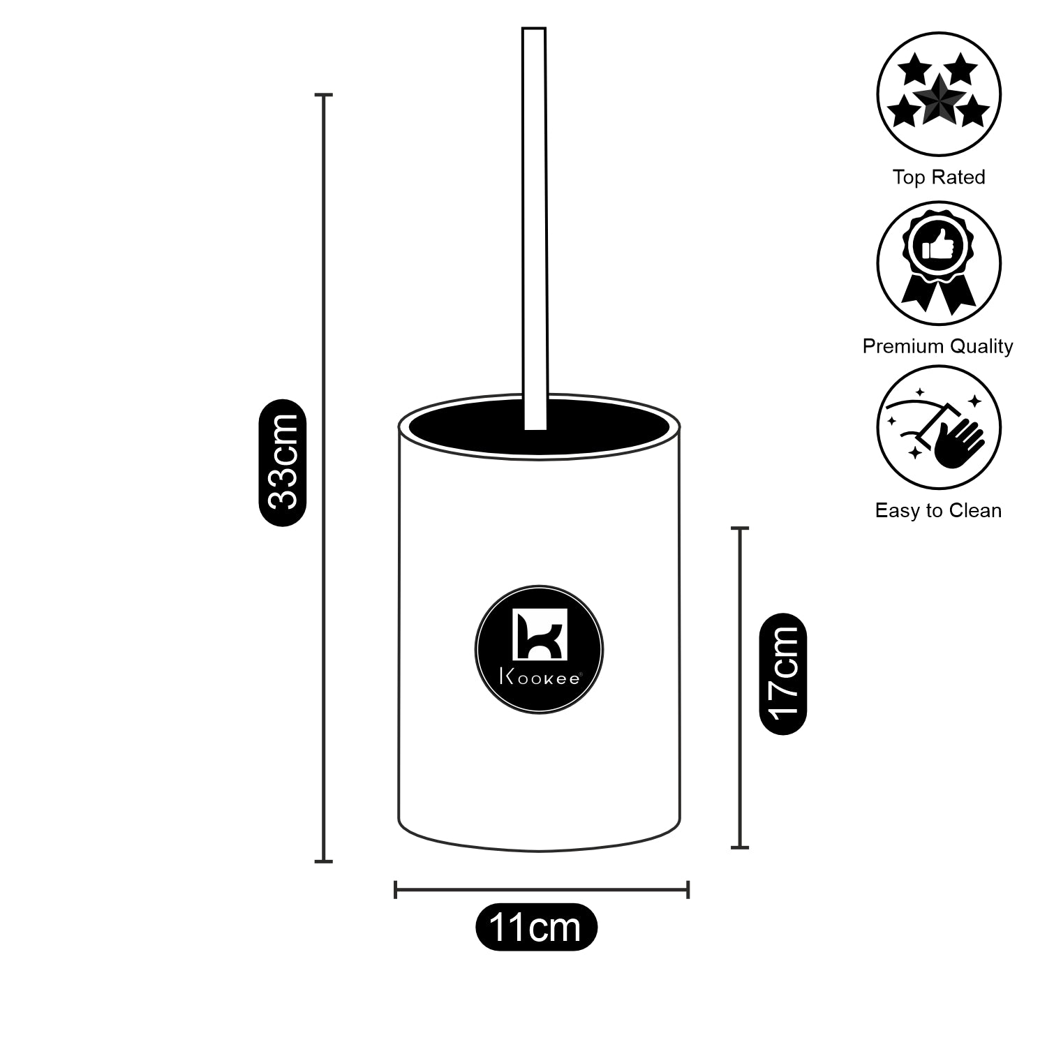 Kookee Ceramic Toilet Brush Holders, Grey, ART10671