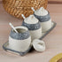 Ceramic Condiment Jars and Containers Set of 3 with Tray and Spoon for Kitchen (10678)