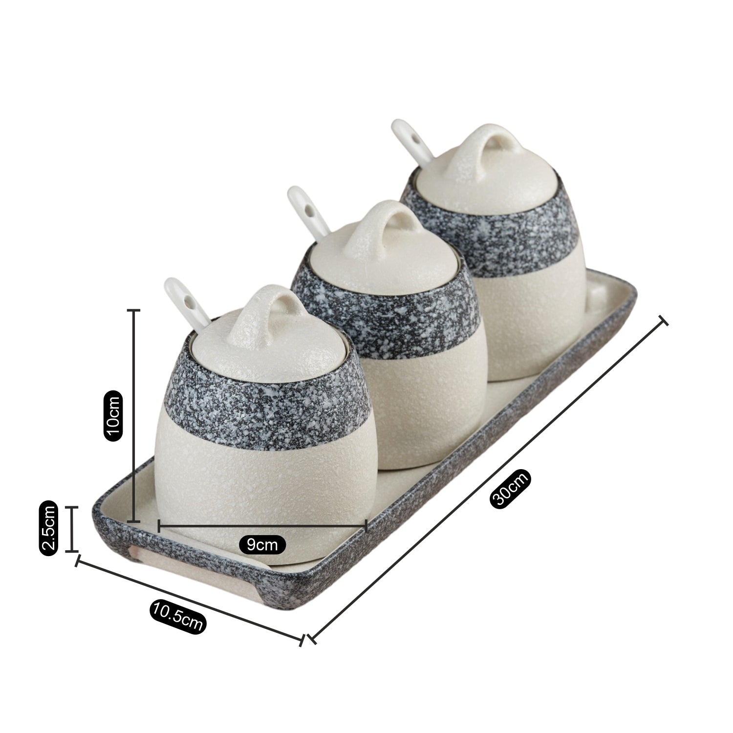 Kookee Condiment Jars, Grey, ART10678