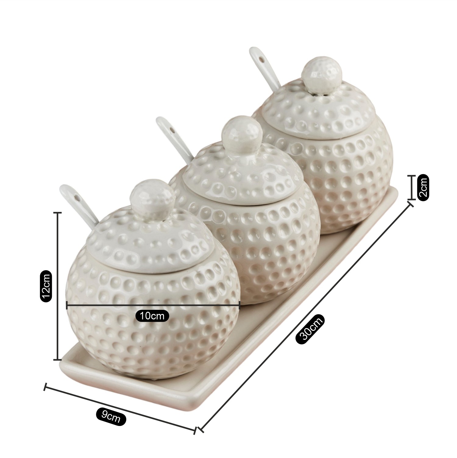 Kookee Condiment Jars, White, ART10681