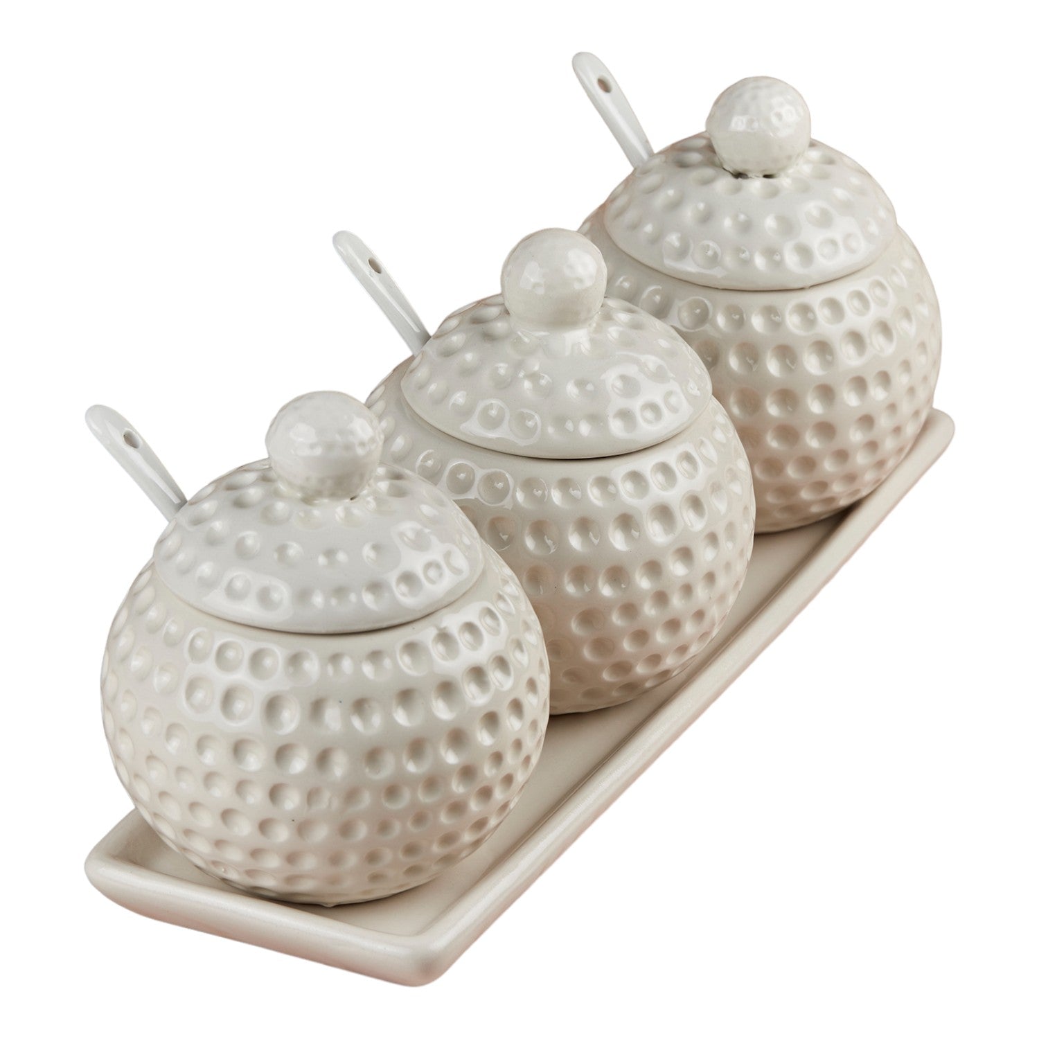 Kookee Condiment Jars, White, ART10681