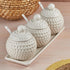 Ceramic Condiment Jars and Containers Set of 3 with Tray and Spoon for Kitchen (10678)