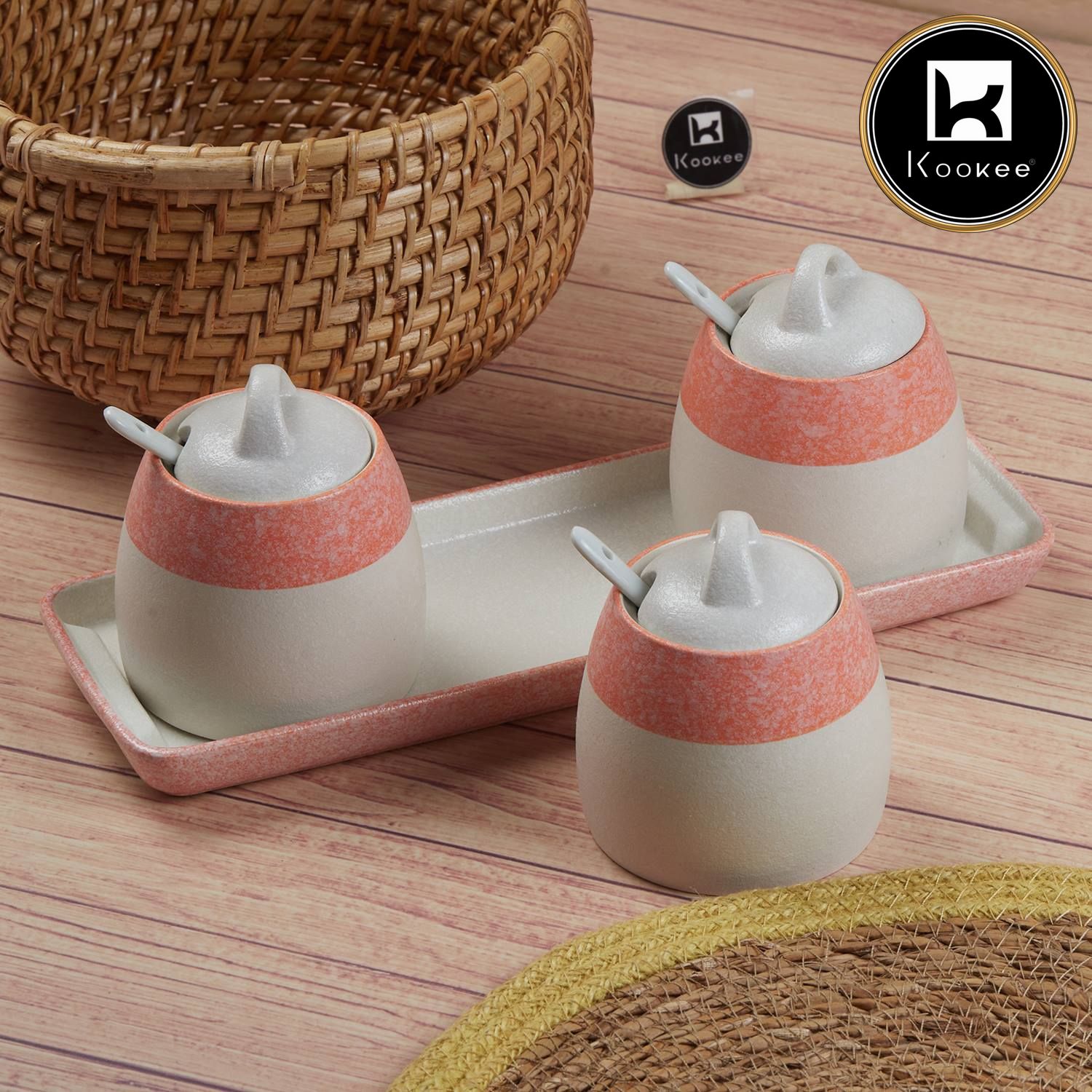 Kookee Condiment Jars, Pink, ART10682