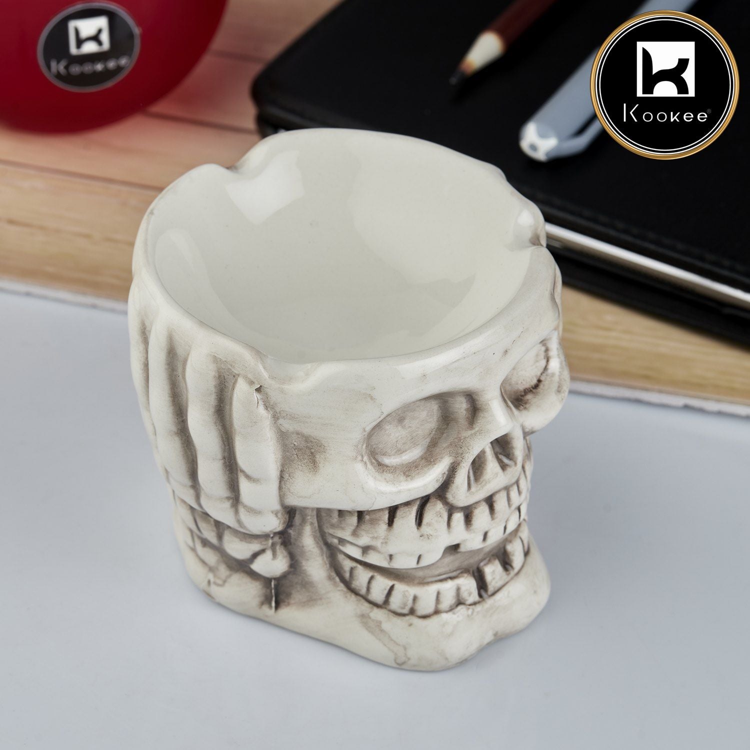 Kookee Ceramic Ashtrays, White, ART10684